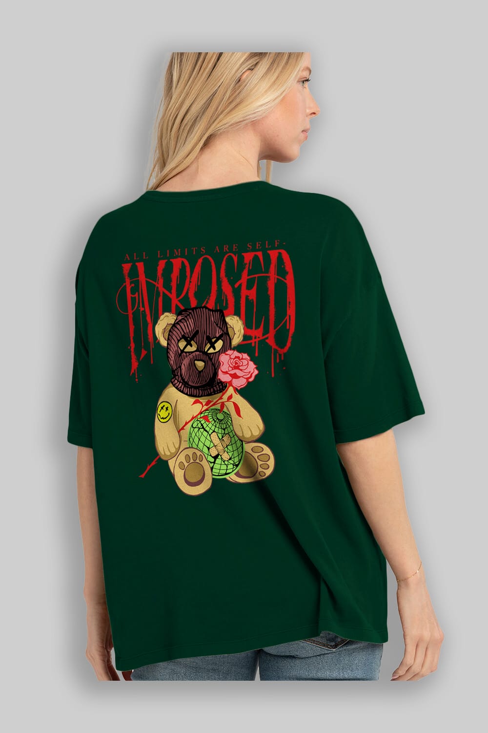 All Limits Bear Arka Baskılı Oversize t-shirt Erkek Kadın Unisex