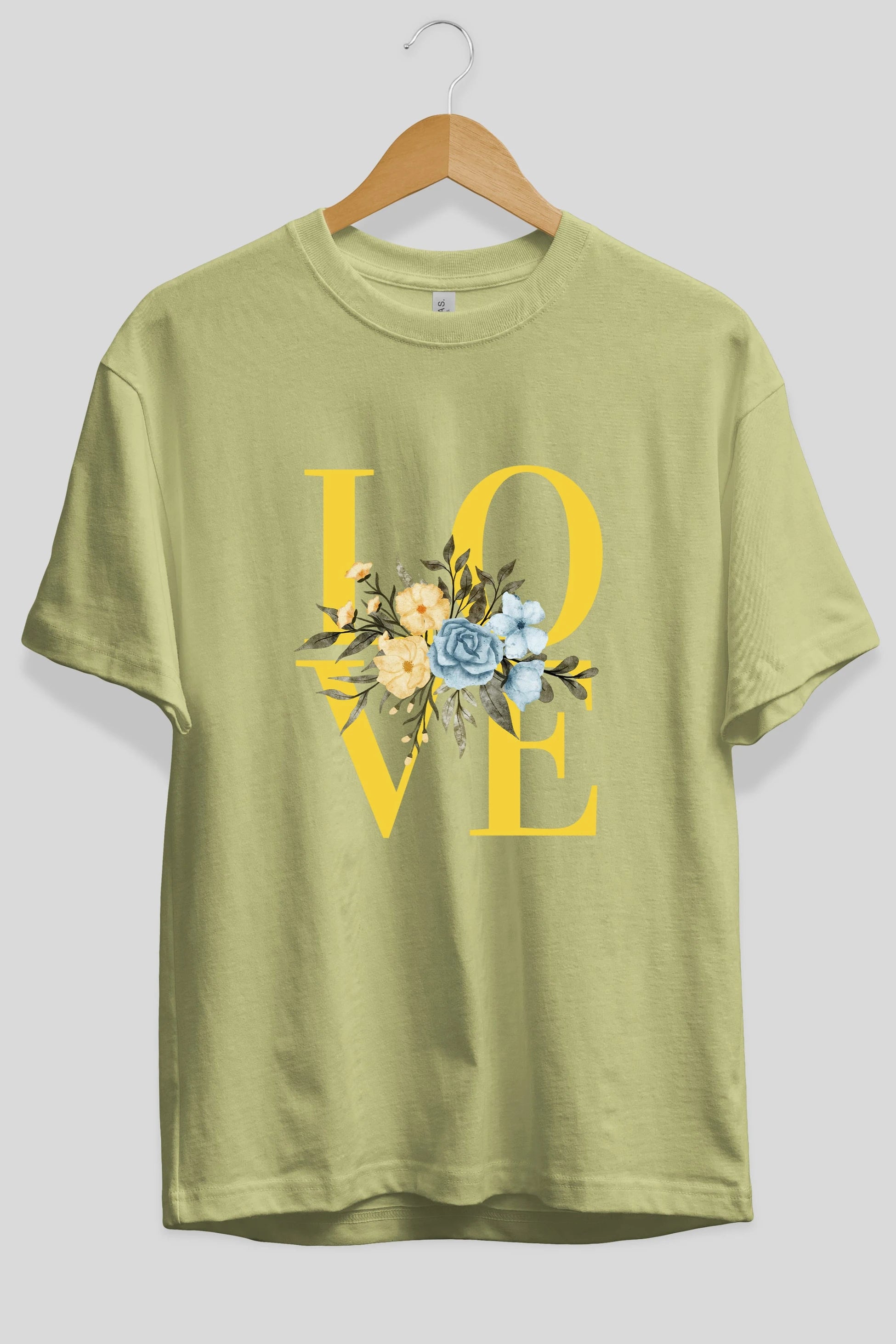 Love Flower Ön Baskılı Oversize t-shirt Erkek Kadın Unisex