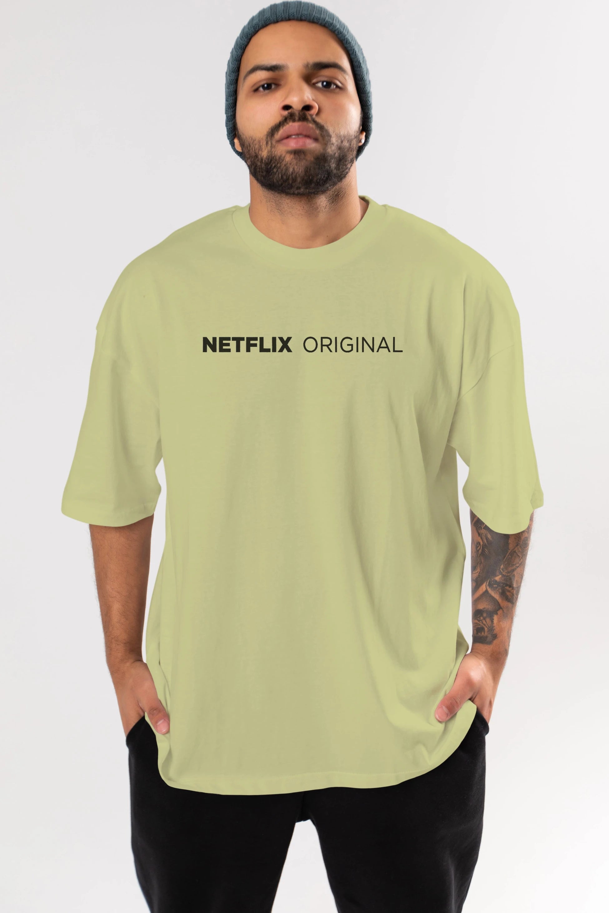 Netflix Original Ön Baskılı Oversize t-shirt %100 pamuk Erkek Kadın Unisex