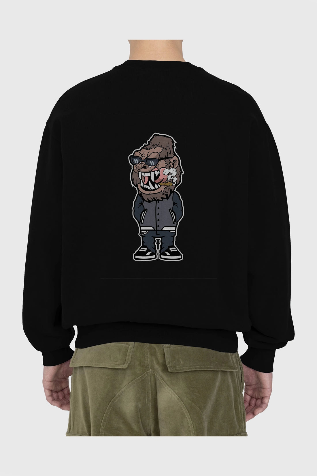 Gorilla Street Style Arka Baskılı Oversize Sweatshirt Erkek Kadın Unisex