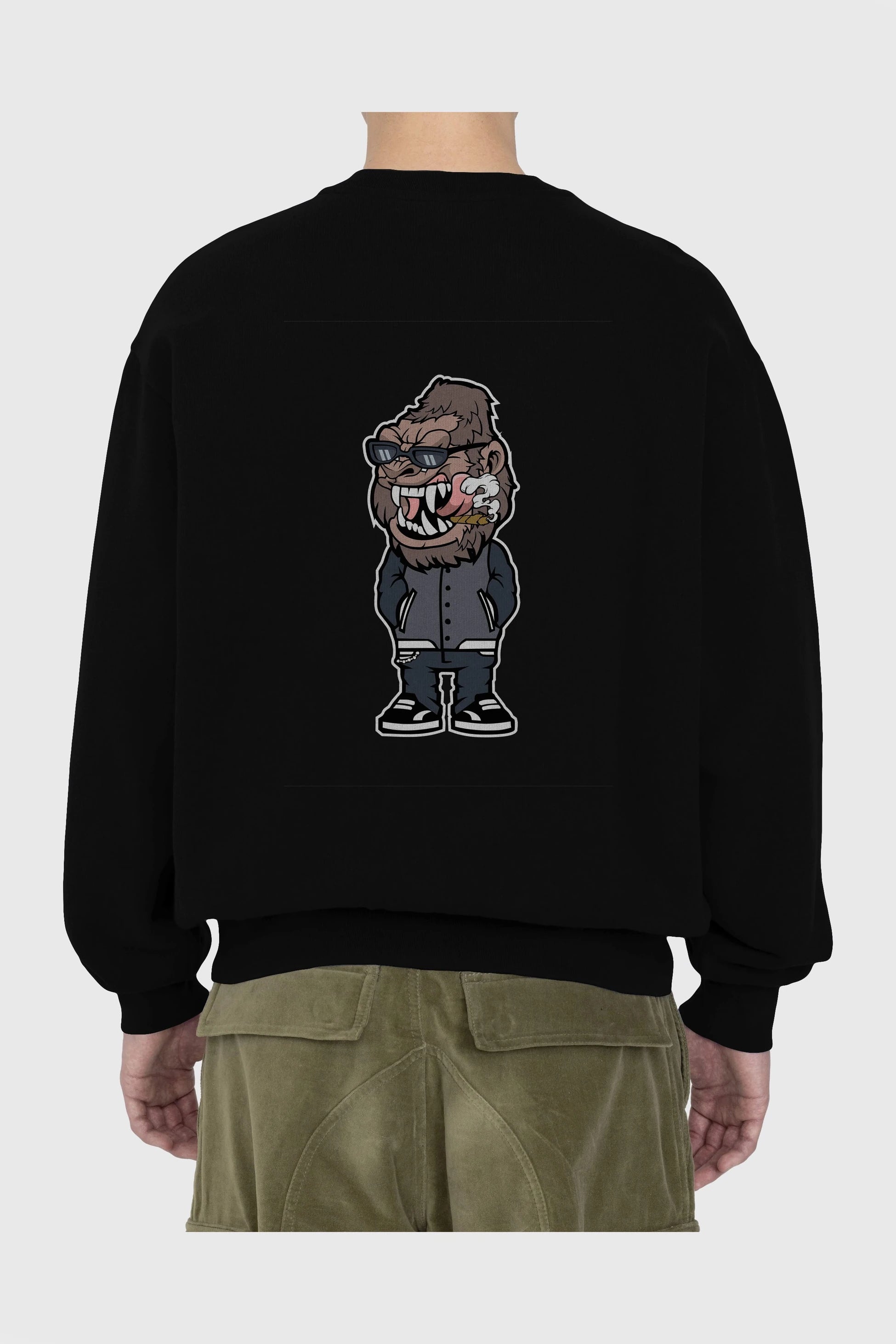 Gorilla Street Style Arka Baskılı Oversize Sweatshirt Erkek Kadın Unisex