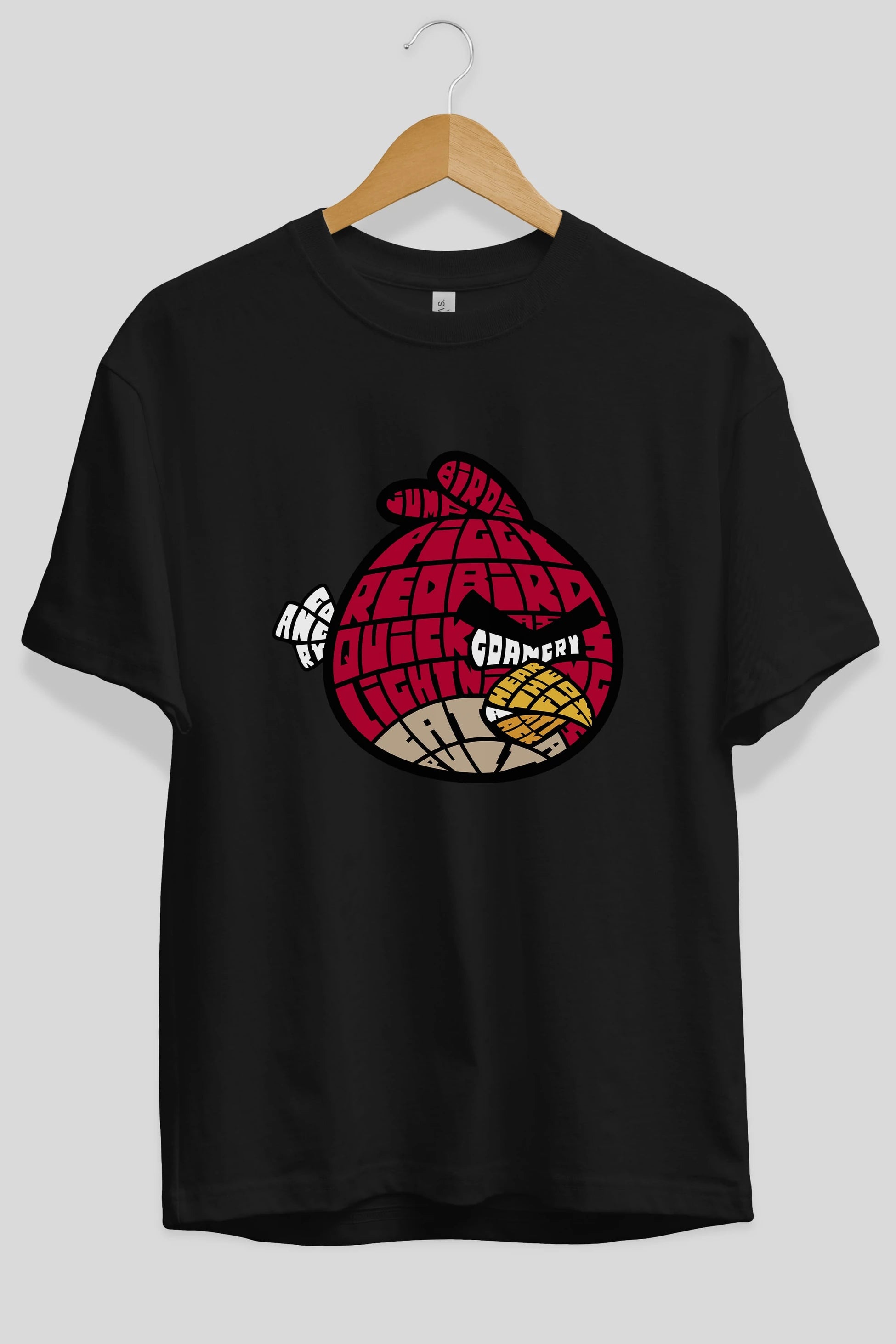 Bird With Anger Ön Baskılı Oversize t-shirt %100 pamuk Erkek Kadın Unisex
