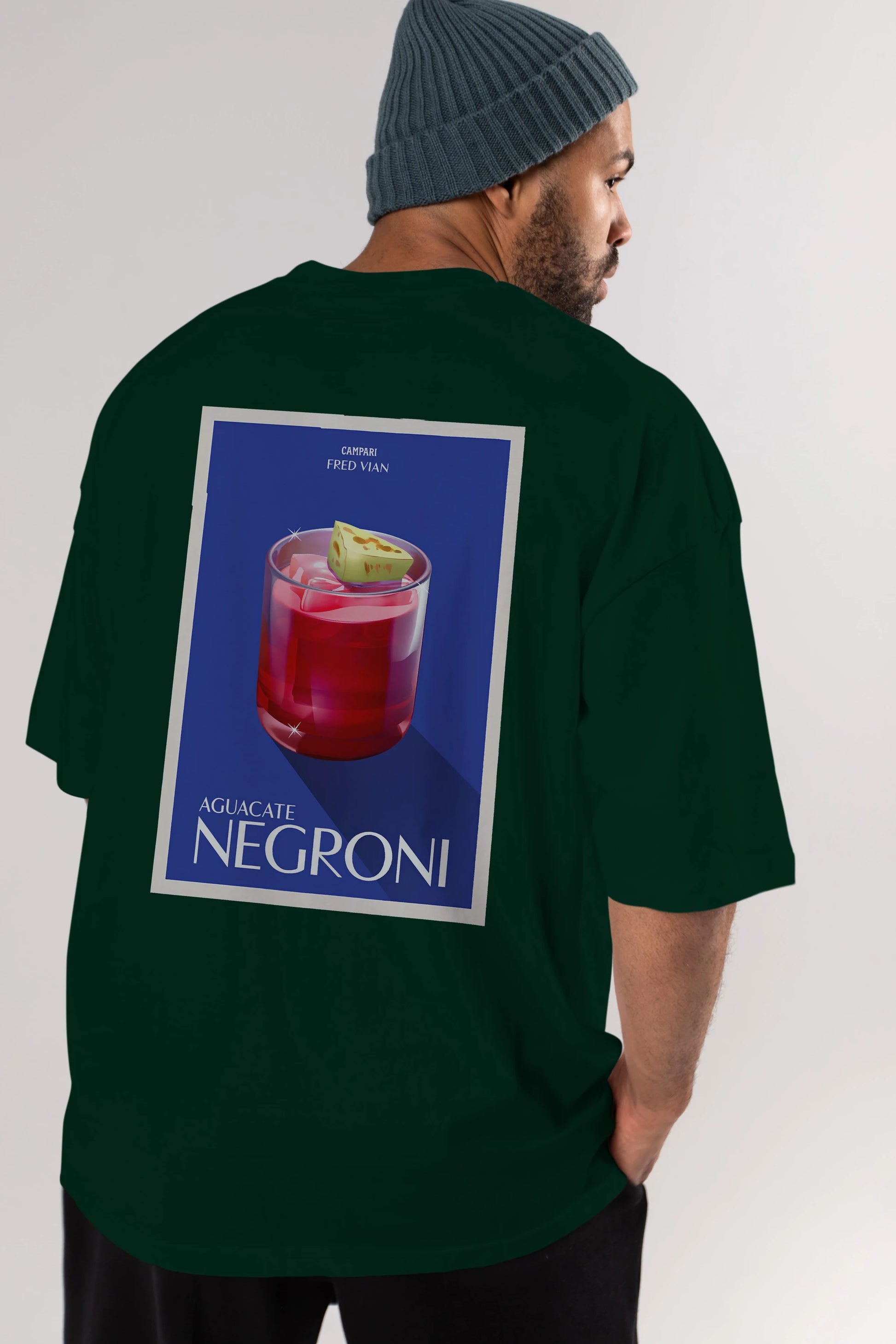 Aguacate Negroni Arka Baskılı Oversize t-shirt Erkek Kadın Unisex %100 Pamuk Bisiklet Yaka tişort