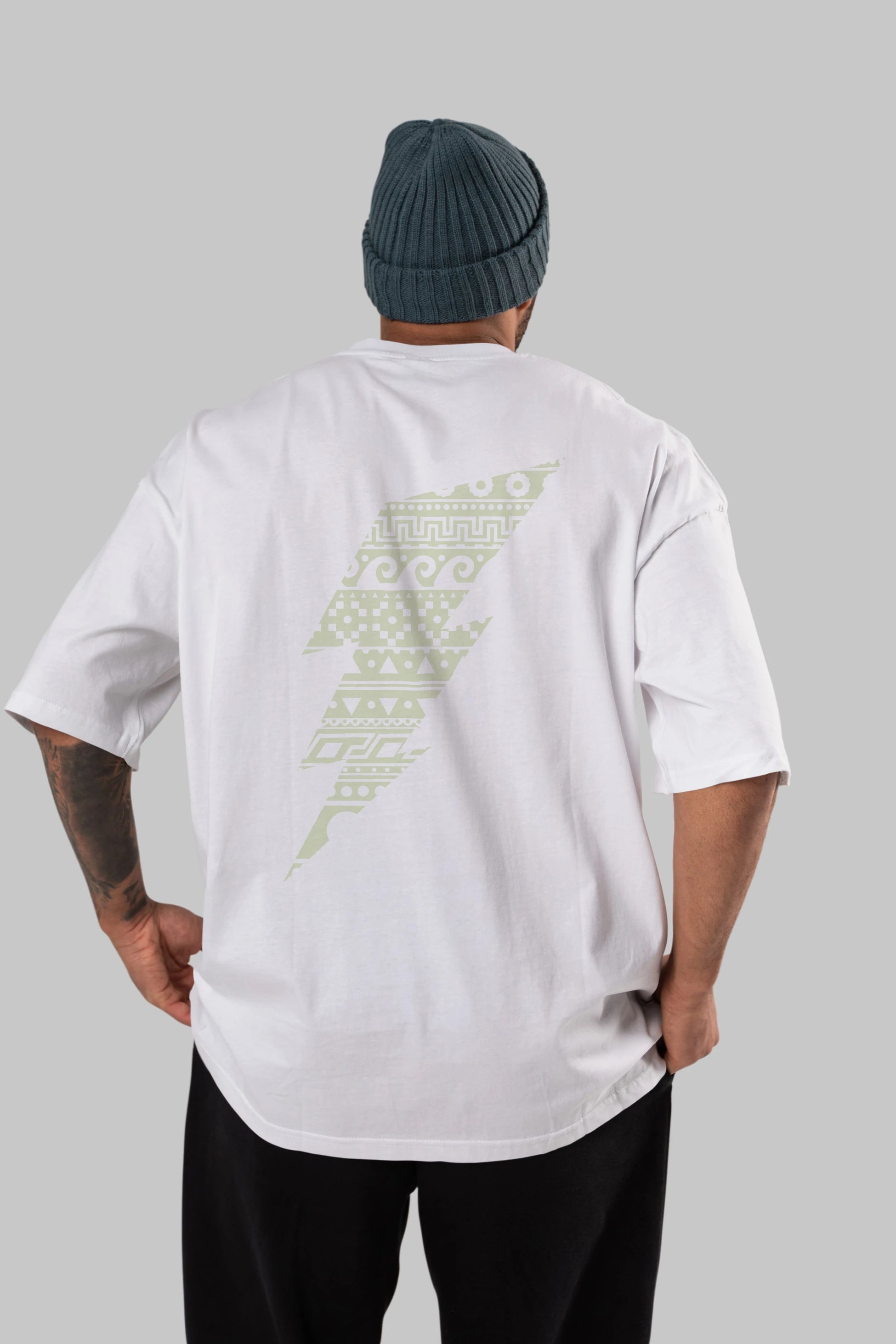Thunderbolt Arka Baskılı Oversize t-shirt %100 pamuk Erkek Kadın Unisex