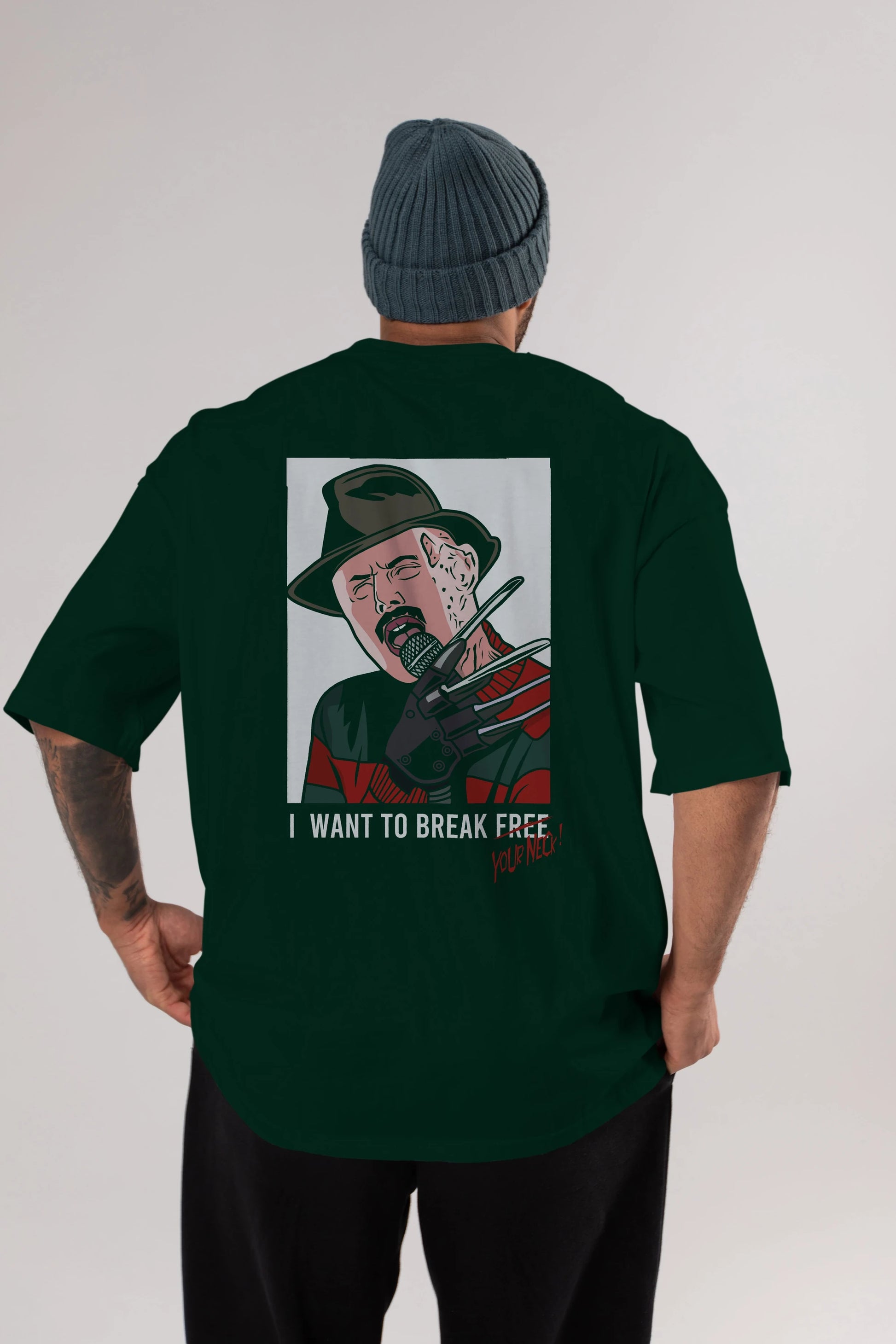 Freddy Merkrueger Arka Baskılı Oversize t-shirt Erkek Kadın Unisex %100 Pamuk tişort