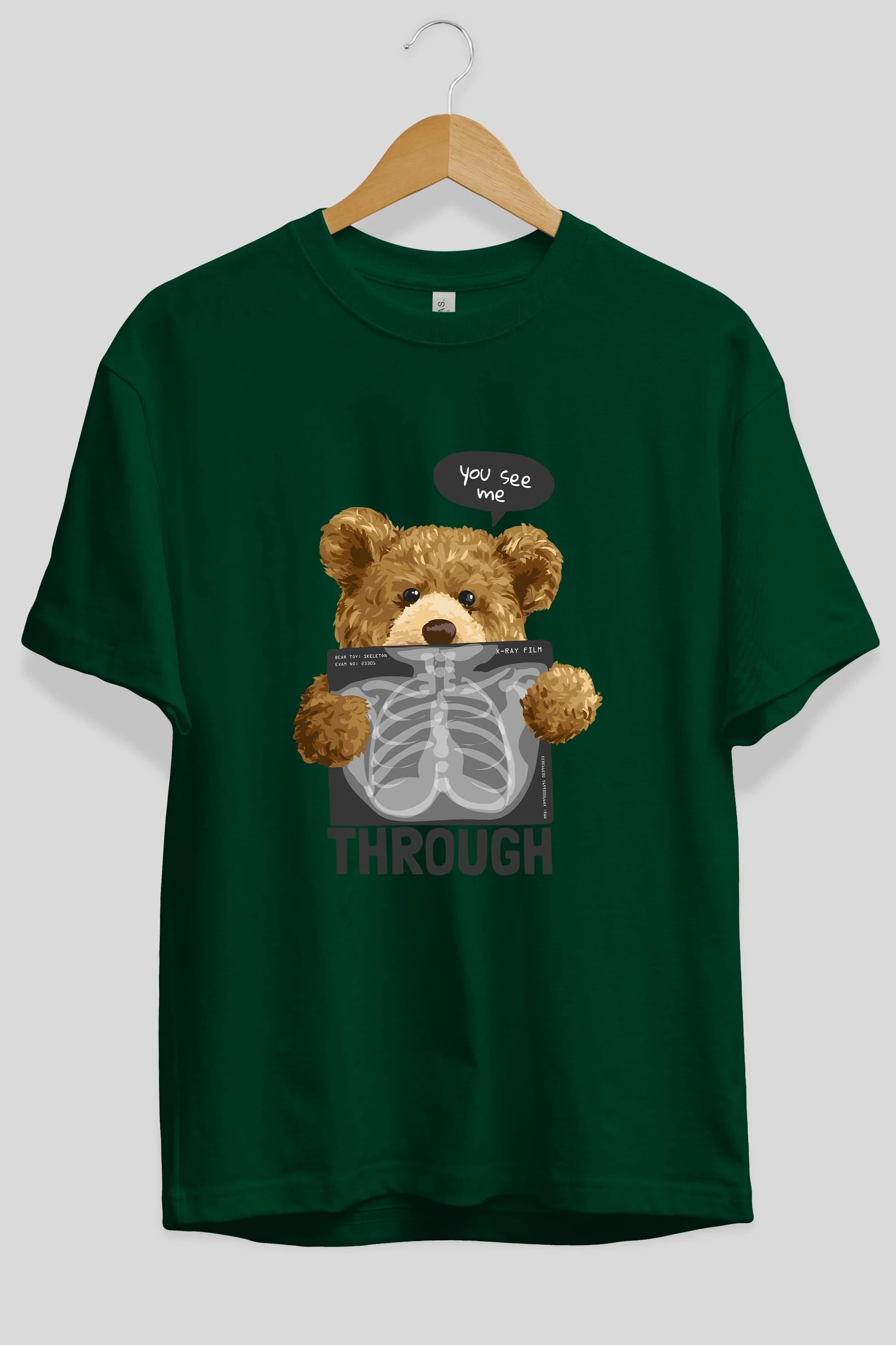 Teddy Bear Trough Ön Baskılı Oversize t-shirt Erkek Kadın Unisex %100 Pamuk