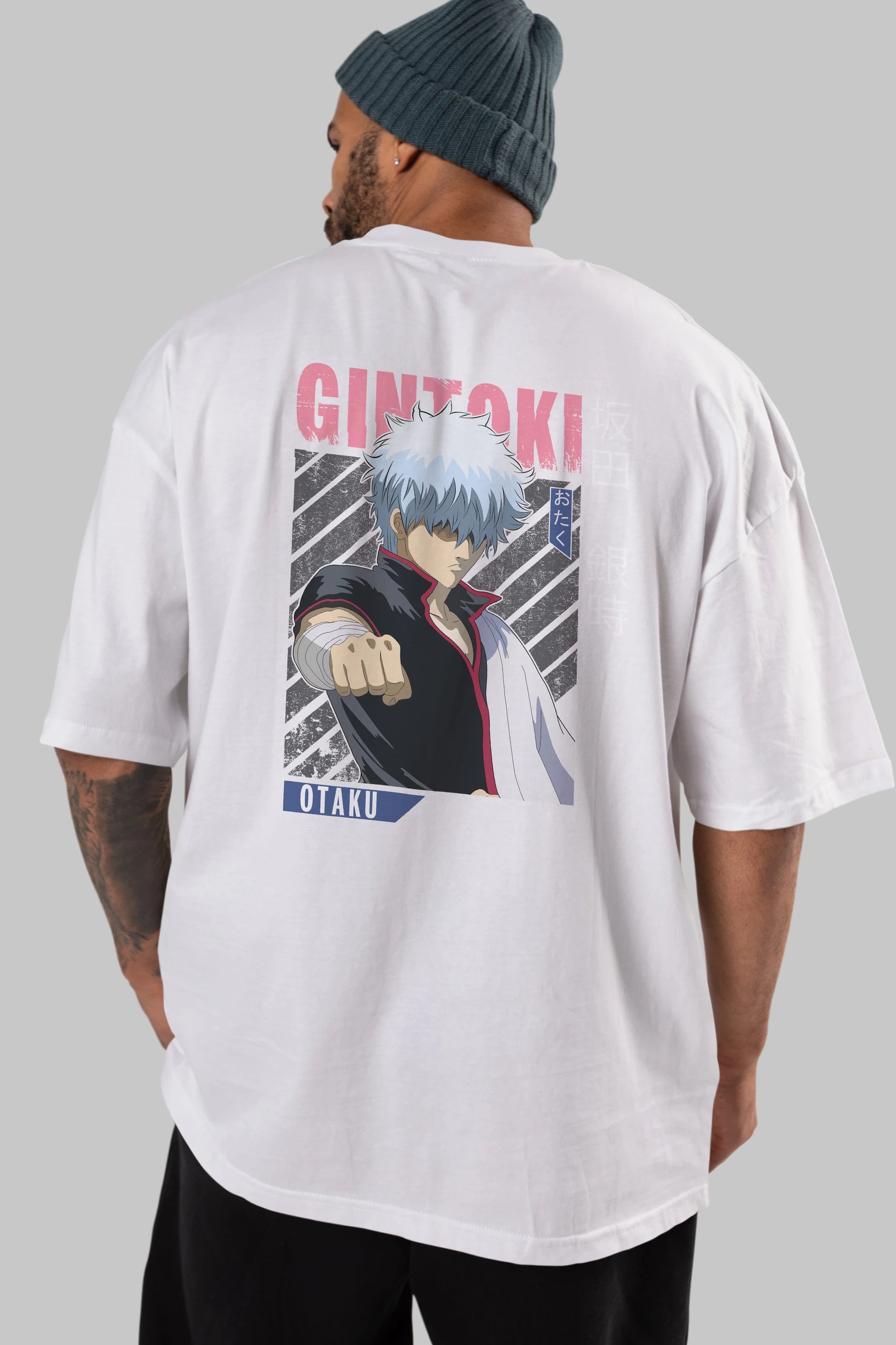 Gintoki Sakata GINTAMA 2 Anime Arka Baskılı Oversize t-shirt Erkek Kadın Unisex
