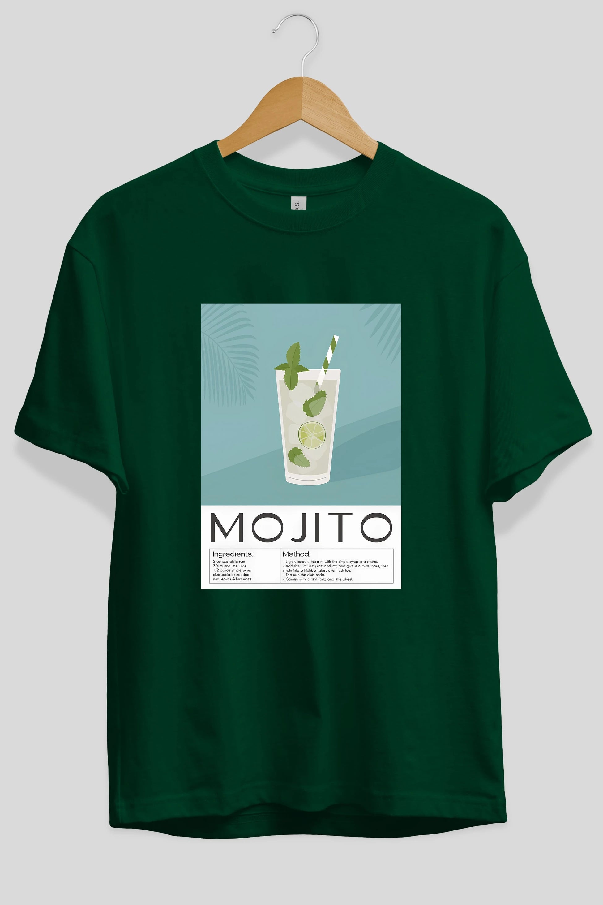Mojito 4 Ön Baskılı Oversize t-shirt Erkek Kadın Unisex %100 Pamuk Bisiklet Yaka tişort