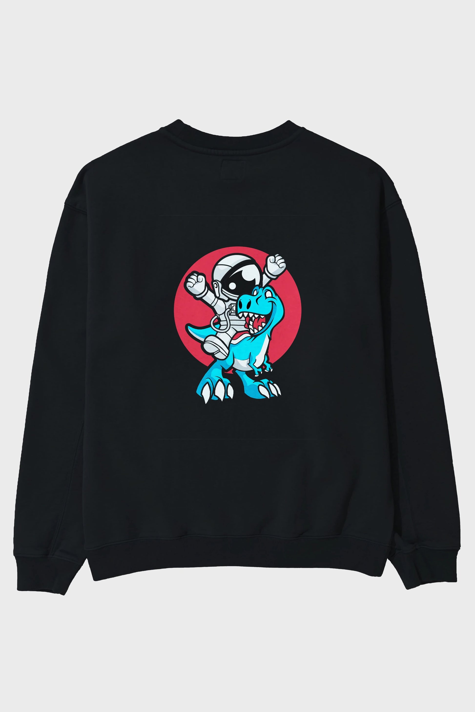 Astronaut Dino Arka Baskılı Oversize Sweatshirt Erkek Kadın Unisex