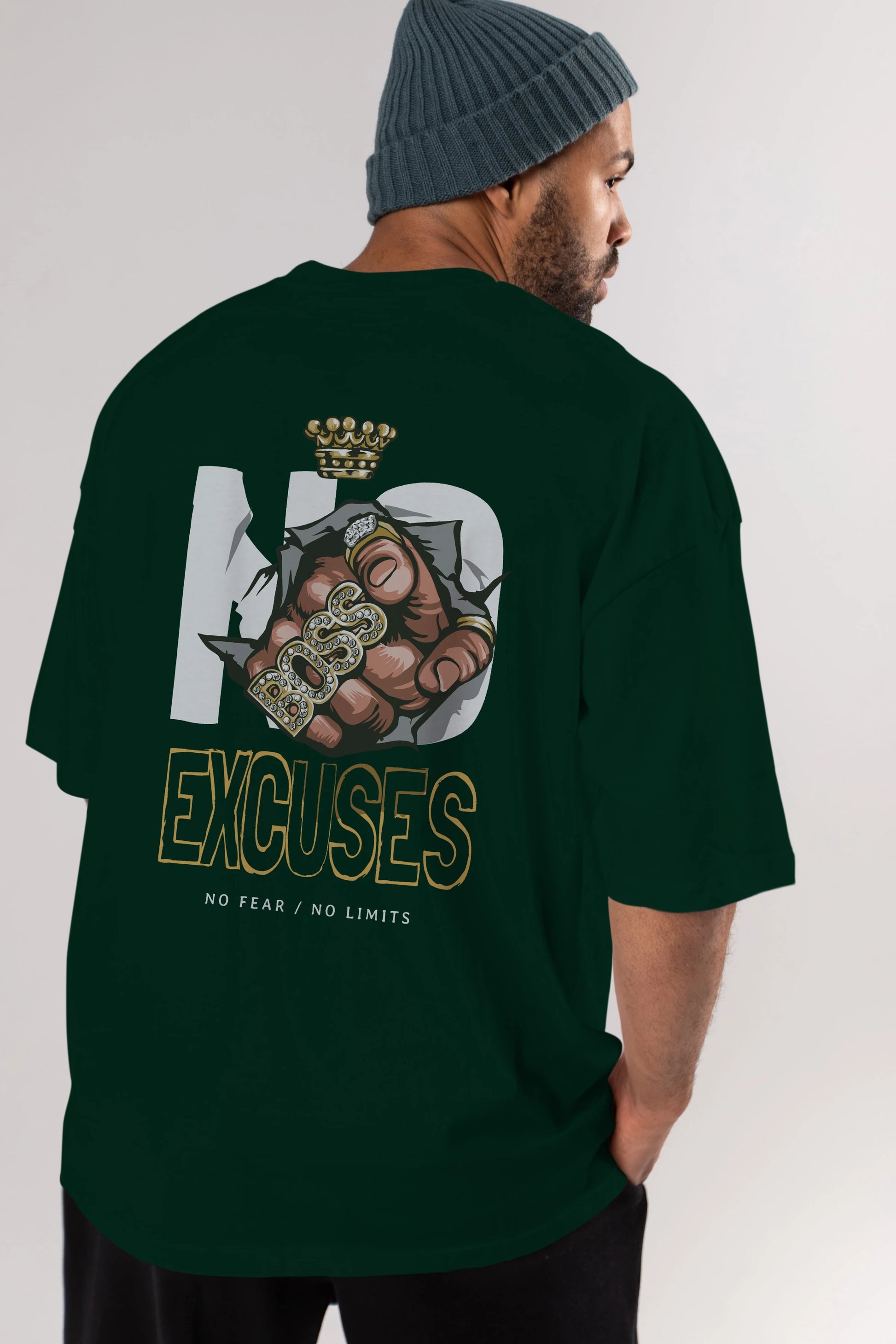 No Excuses Arka Baskılı Oversize t-shirt Erkek Kadın Unisex