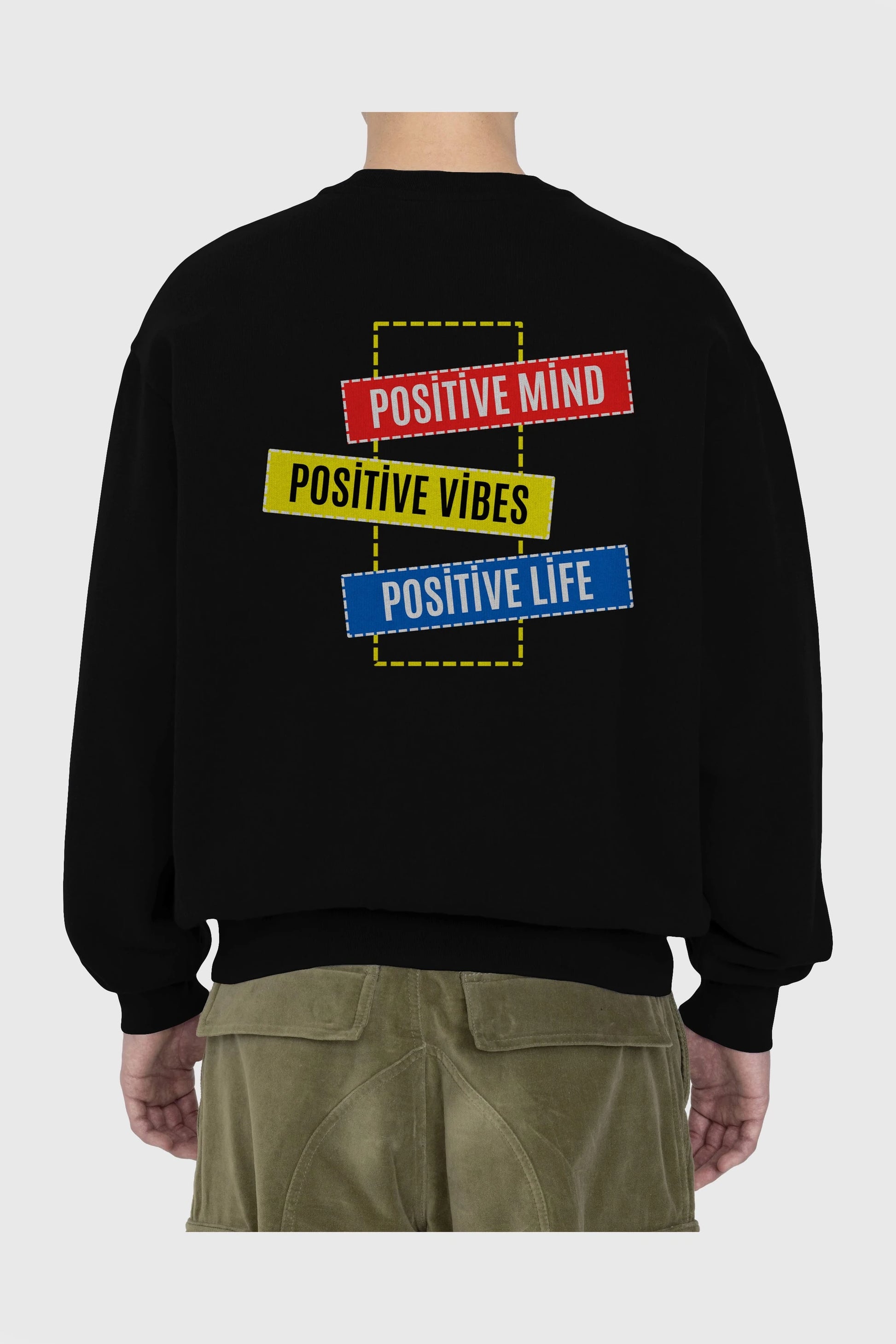 Positive Mind Vibes Lifes Arka Baskılı Oversize Sweatshirt Erkek Kadın Unisex