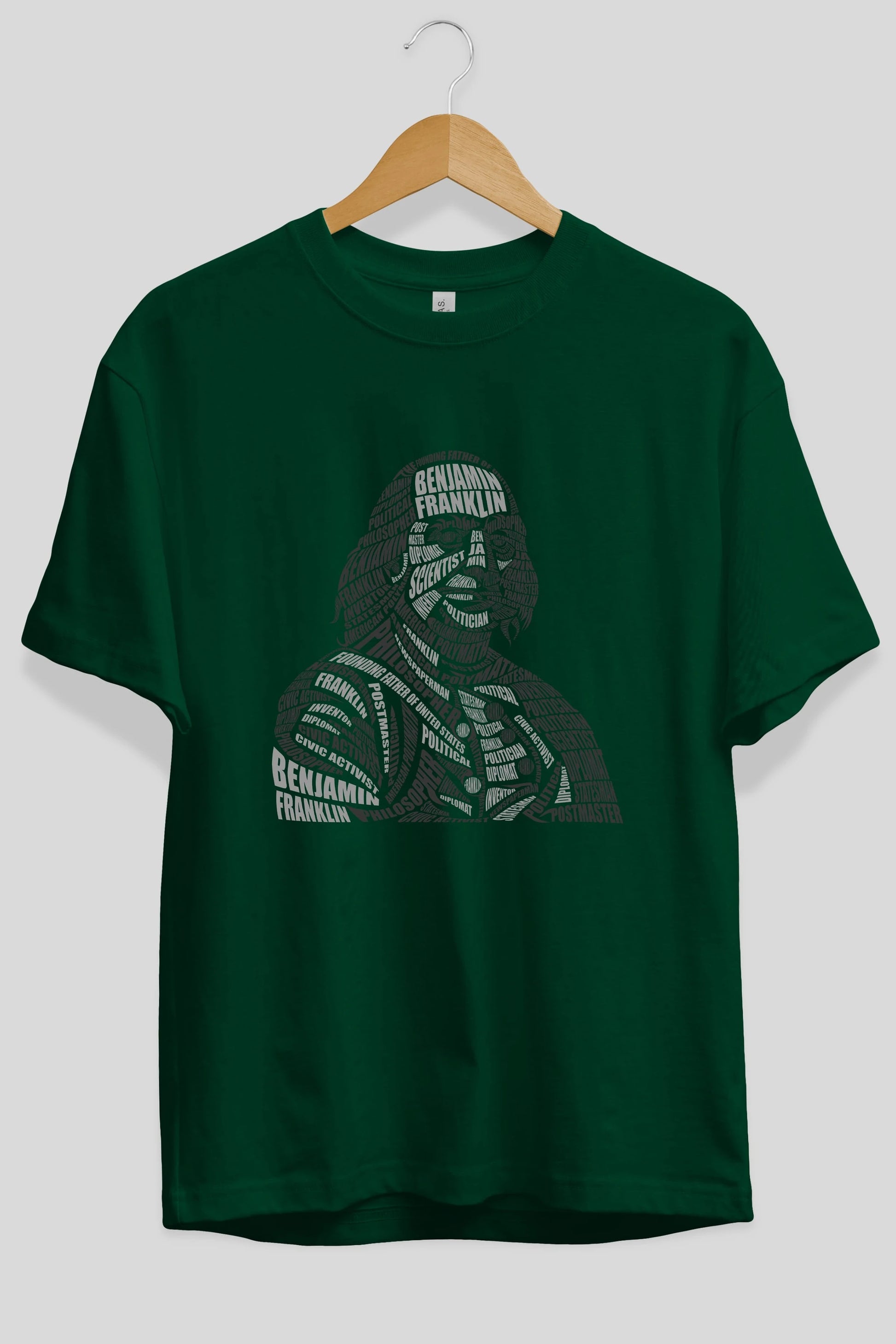 Benjamin Franklin Calligram Ön Baskılı Oversize t-shirt %100 pamuk Erkek Kadın Unisex