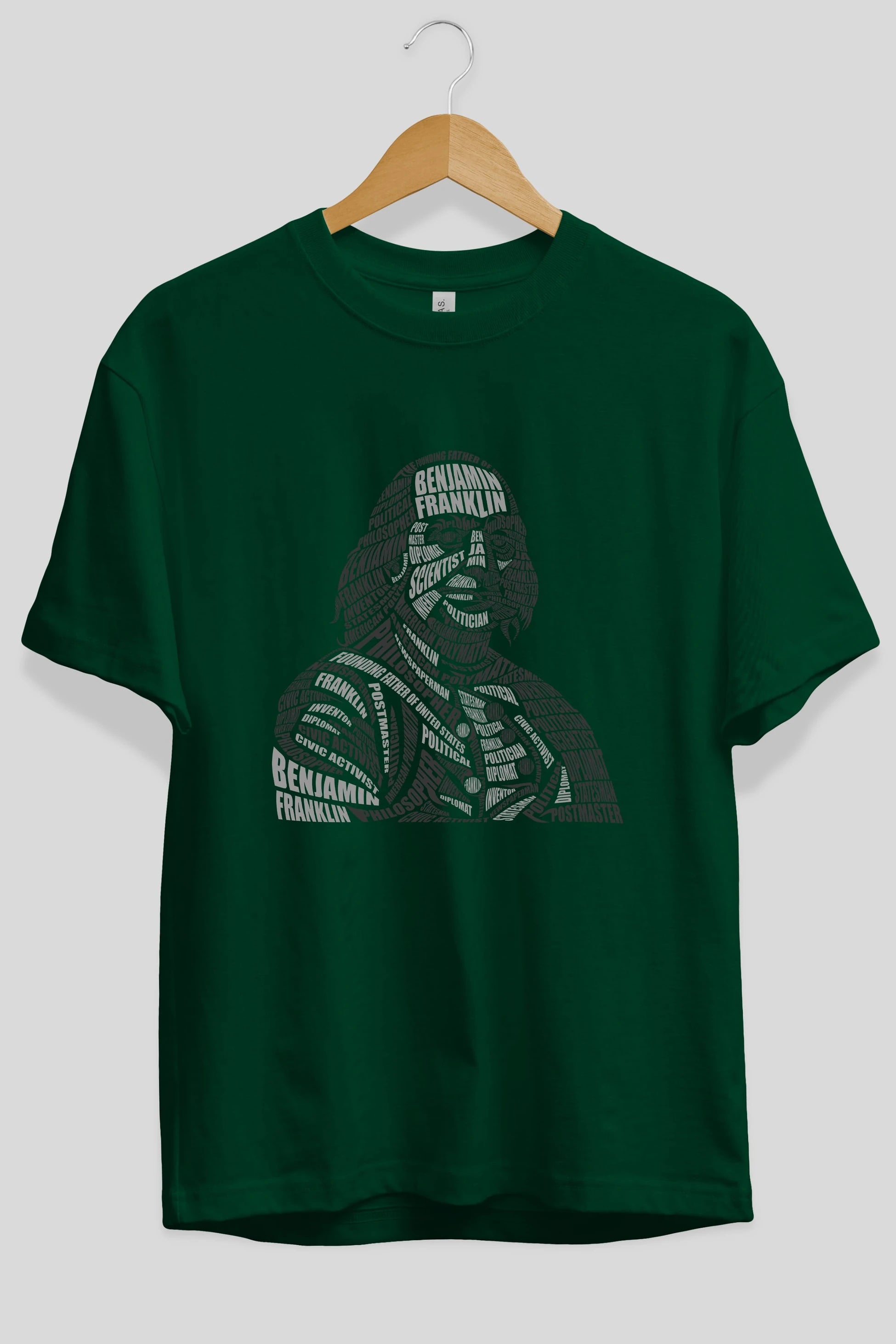 Benjamin Franklin Calligram Ön Baskılı Oversize t-shirt %100 pamuk Erkek Kadın Unisex
