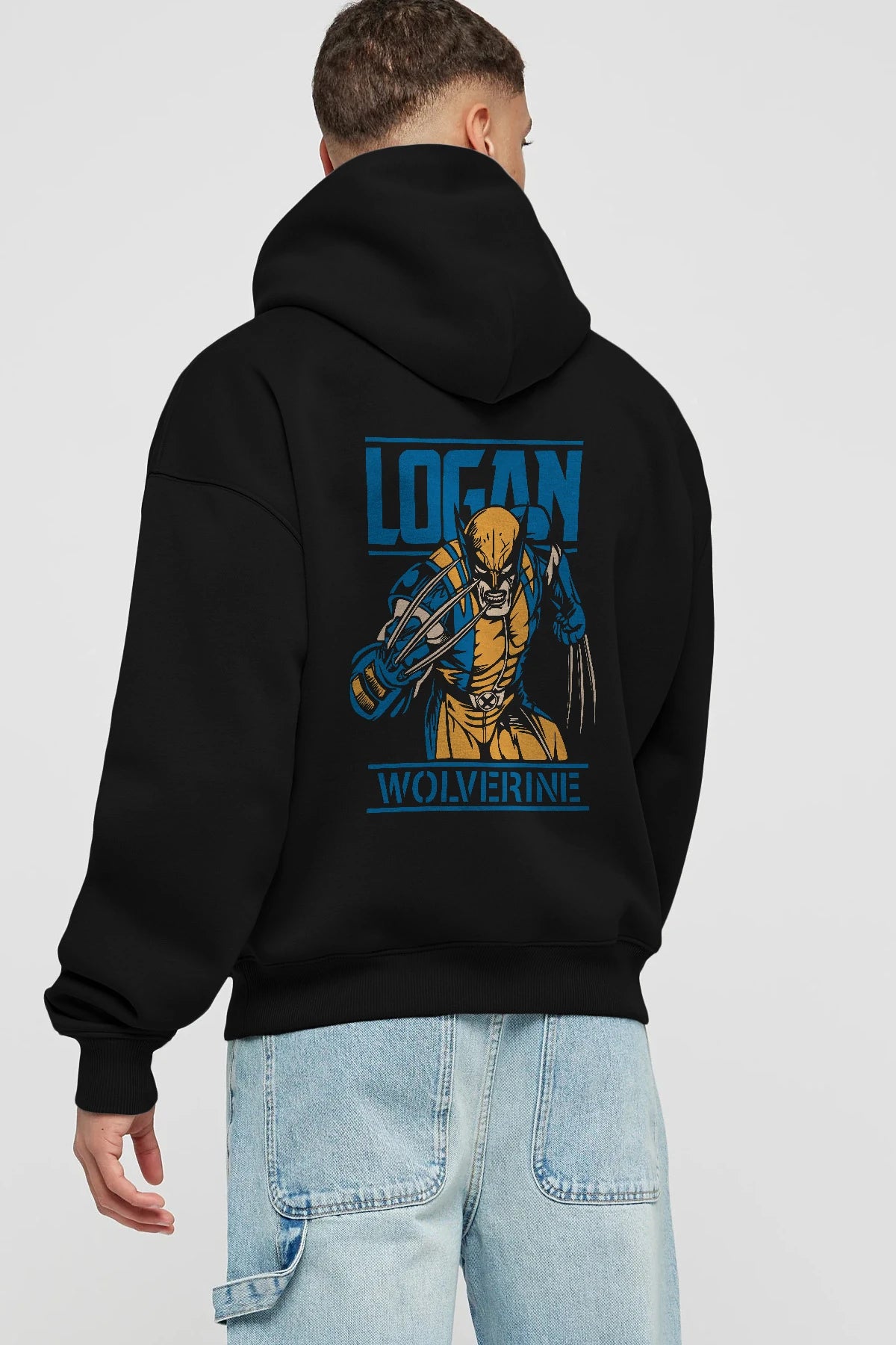 Wolverine Logan Arka Baskılı Hoodie Oversize Kapüşonlu Sweatshirt Erkek Kadın Unisex