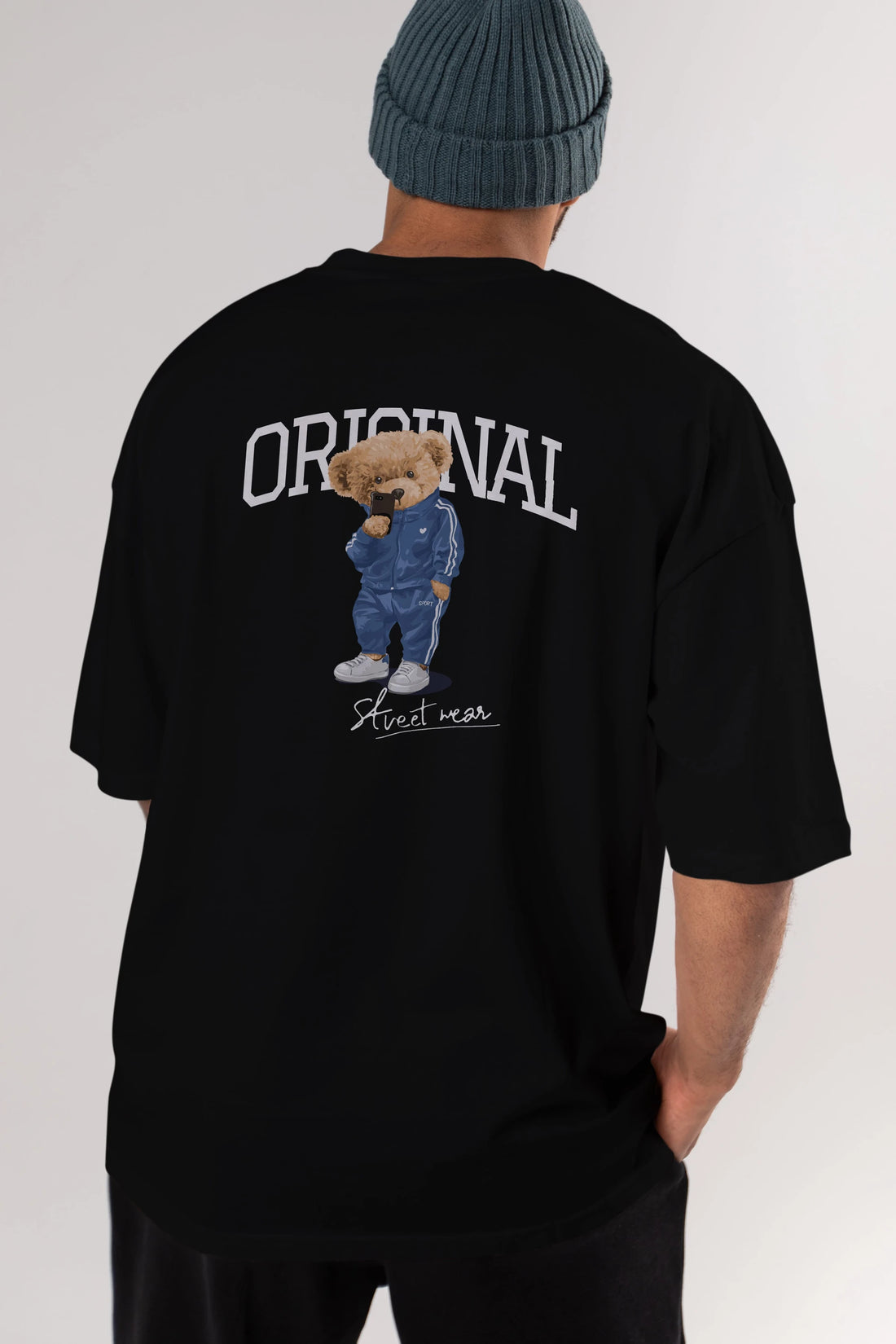 Teddy Bear Original Arka Baskılı Oversize t-shirt Erkek Kadın Unisex %100 Pamuk
