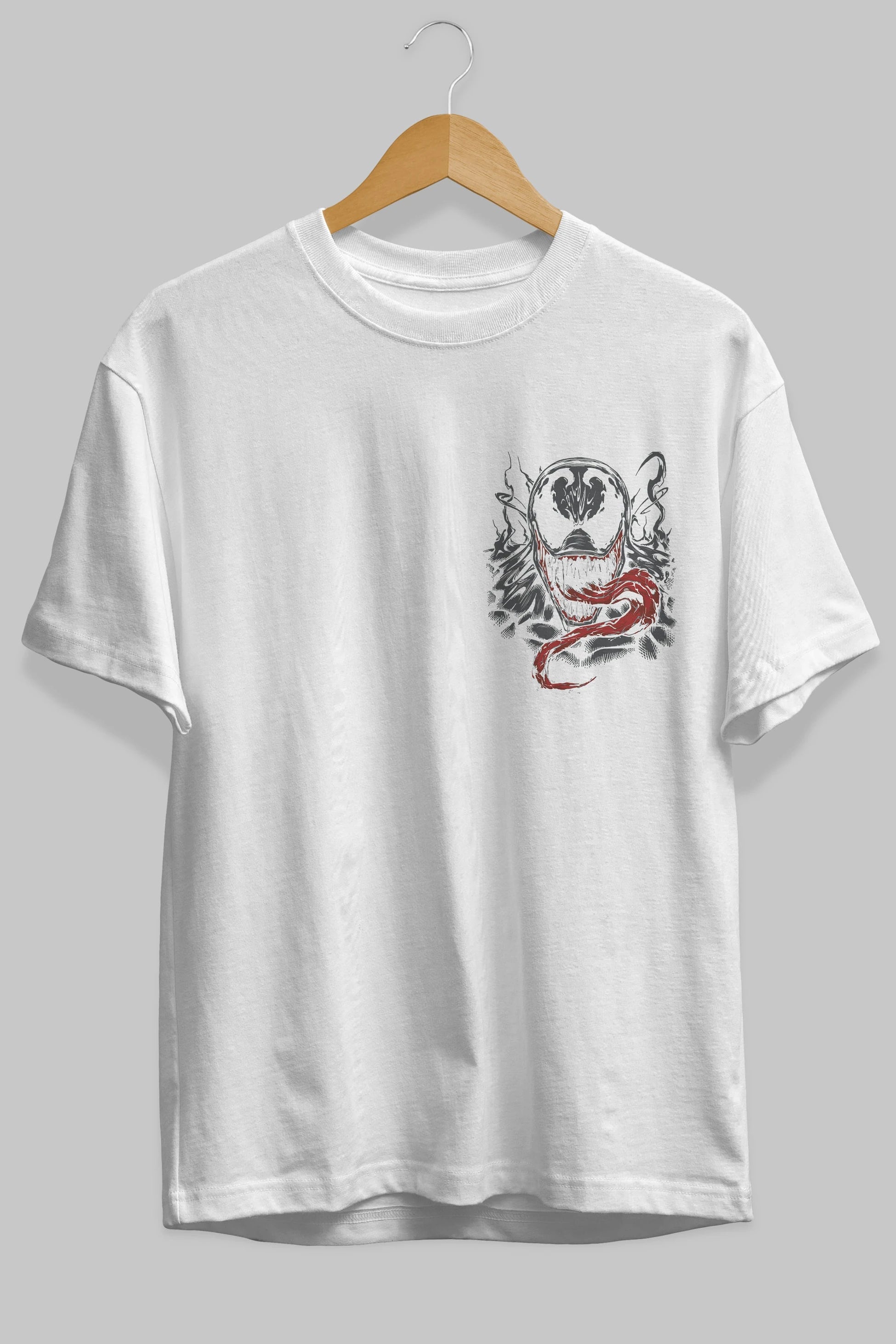 Venom (18) Ön Sol Baskılı Oversize t-shirt Erkek Kadın Unisex %100 Pamuk Bisiklet Yaka tişort