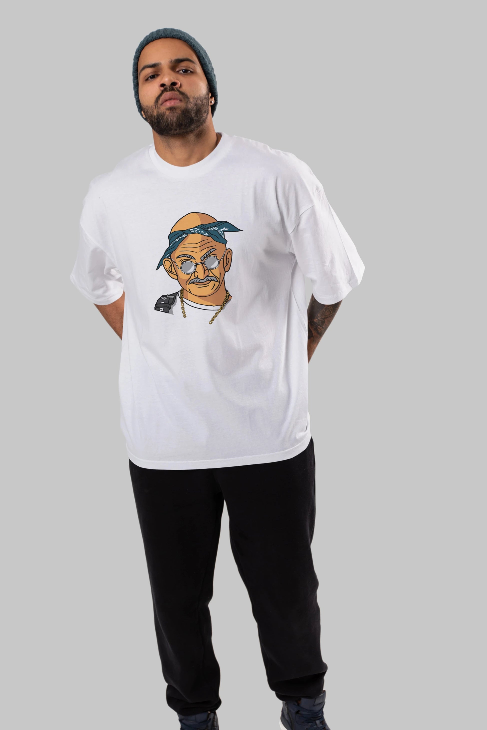 Tupac Gandhi Ön Baskılı Oversize t-shirt Erkek Kadın Unisex %100 Pamuk tişort