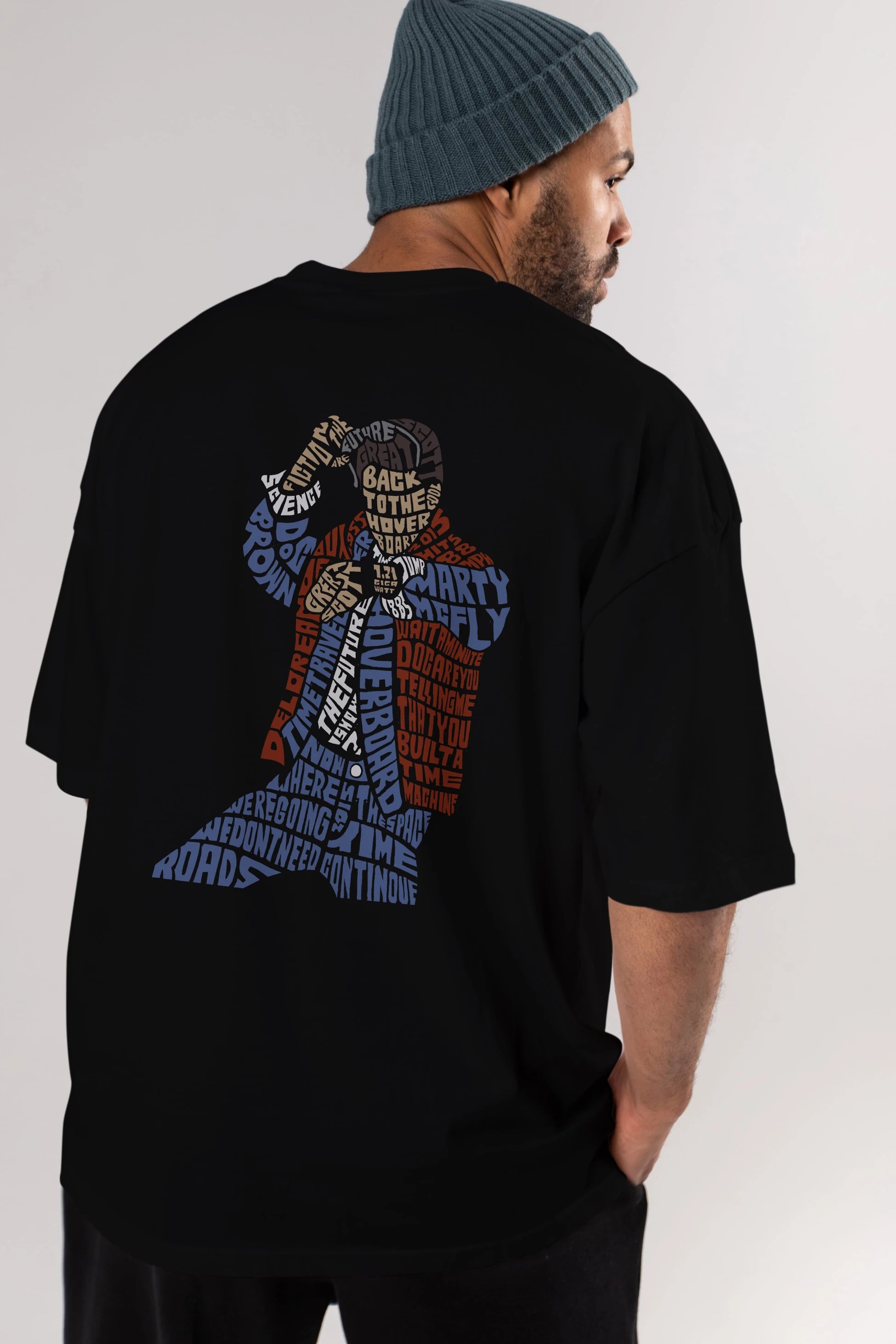 Back To The Hoverboard Arka Baskılı Oversize t-shirt %100 pamuk Erkek Kadın Unisex