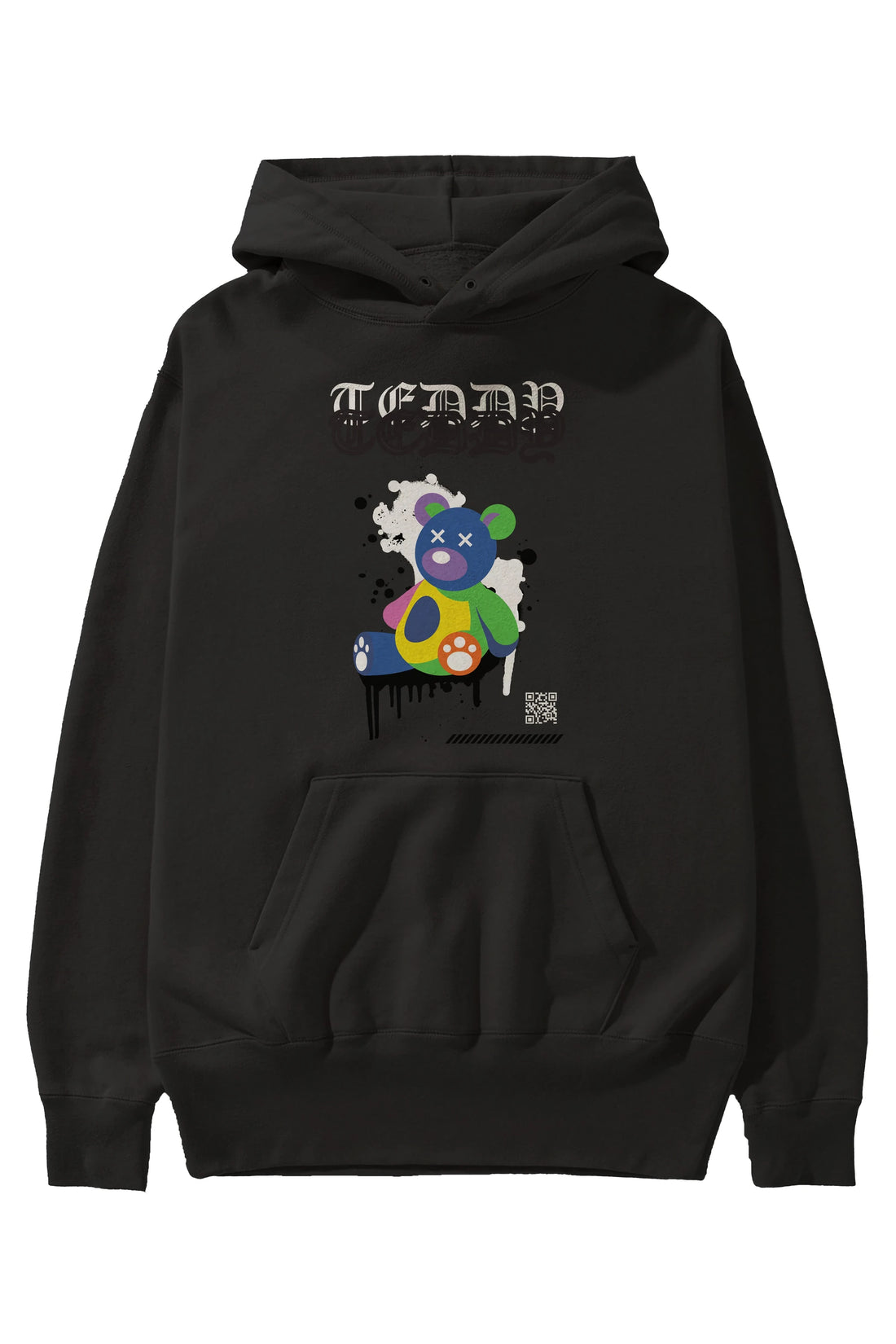 Teddy Bear Ön Baskılı Hoodie Oversize Kapüşonlu Sweatshirt Erkek Kadın Unisex