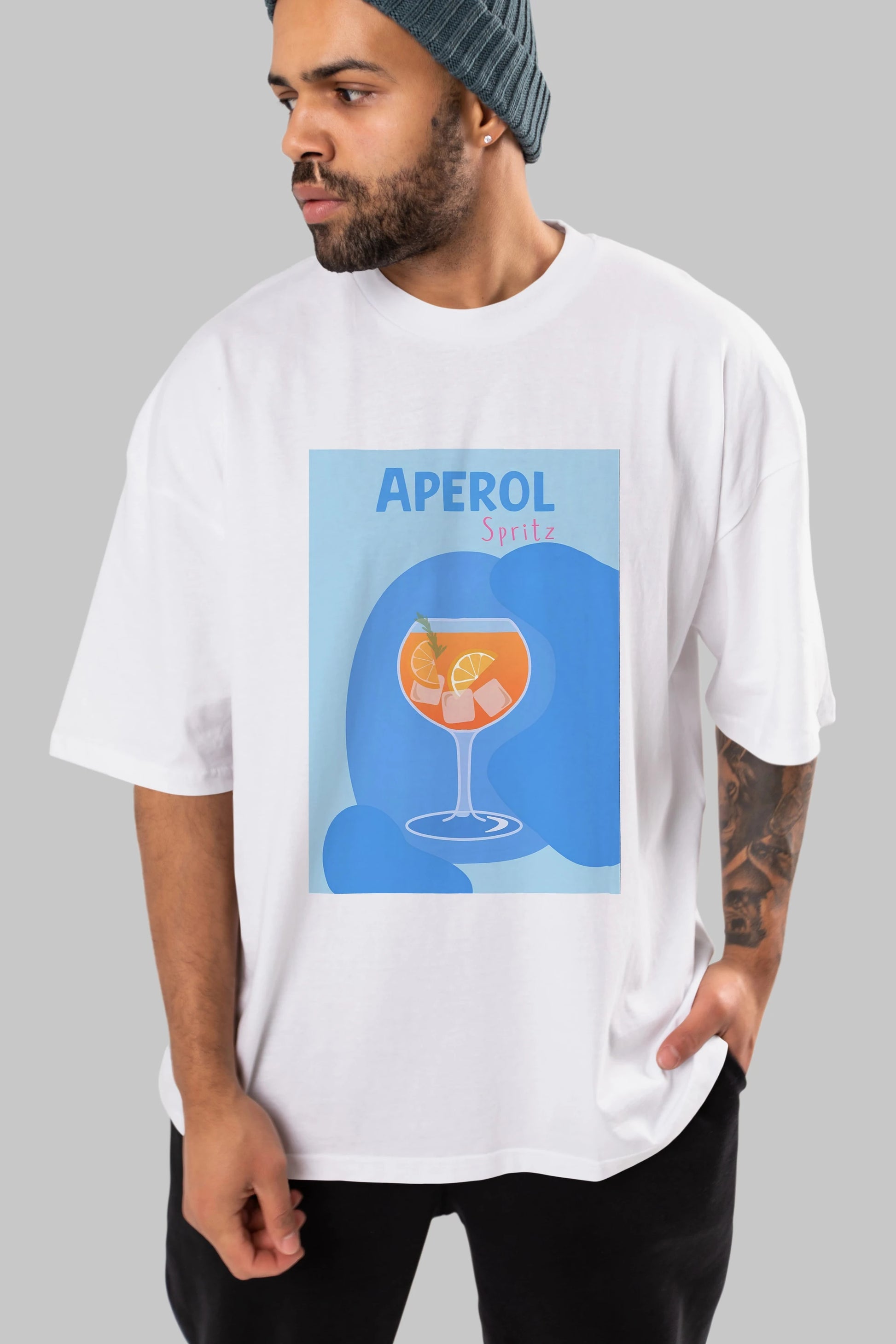 Aperol Spritz 10 Ön Baskılı Oversize t-shirt Erkek Kadın Unisex %100 Pamuk Bisiklet Yaka tişort