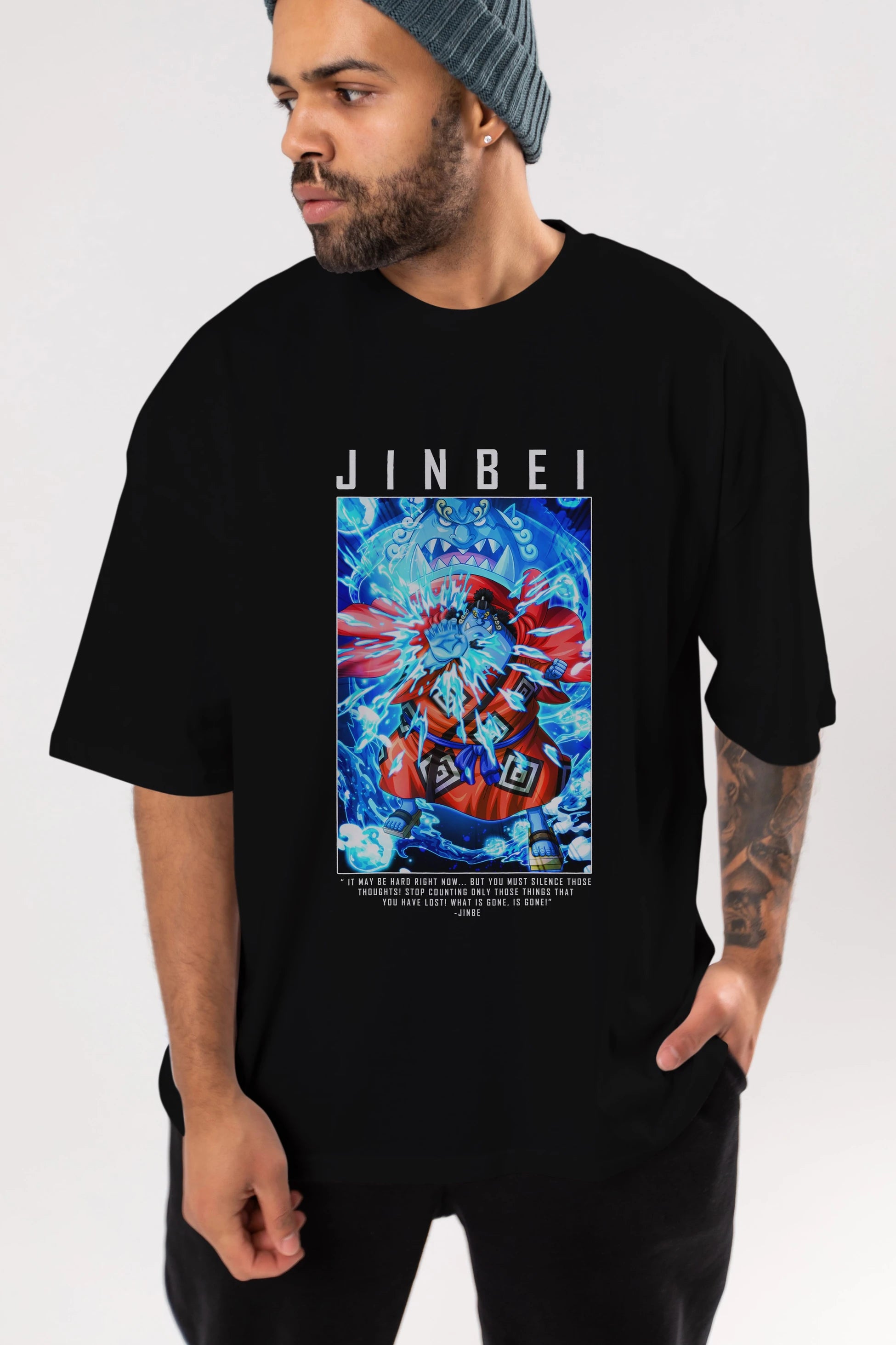 Jinbei Anime Ön Baskılı Oversize t-shirt Erkek Kadın Unisex