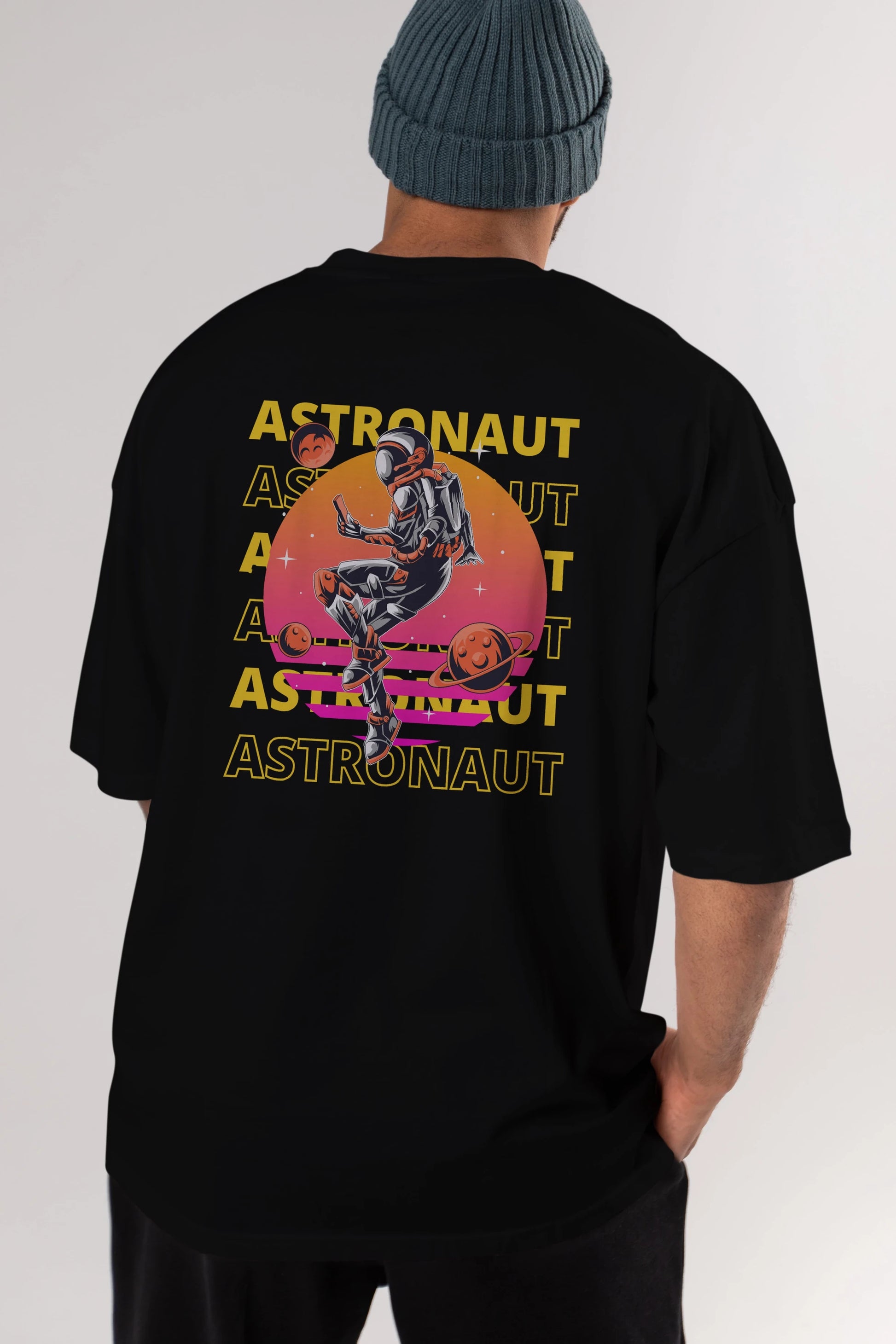 Astronaut Streetwear 2 Arka Baskılı Oversize t-shirt Erkek Kadın Unisex