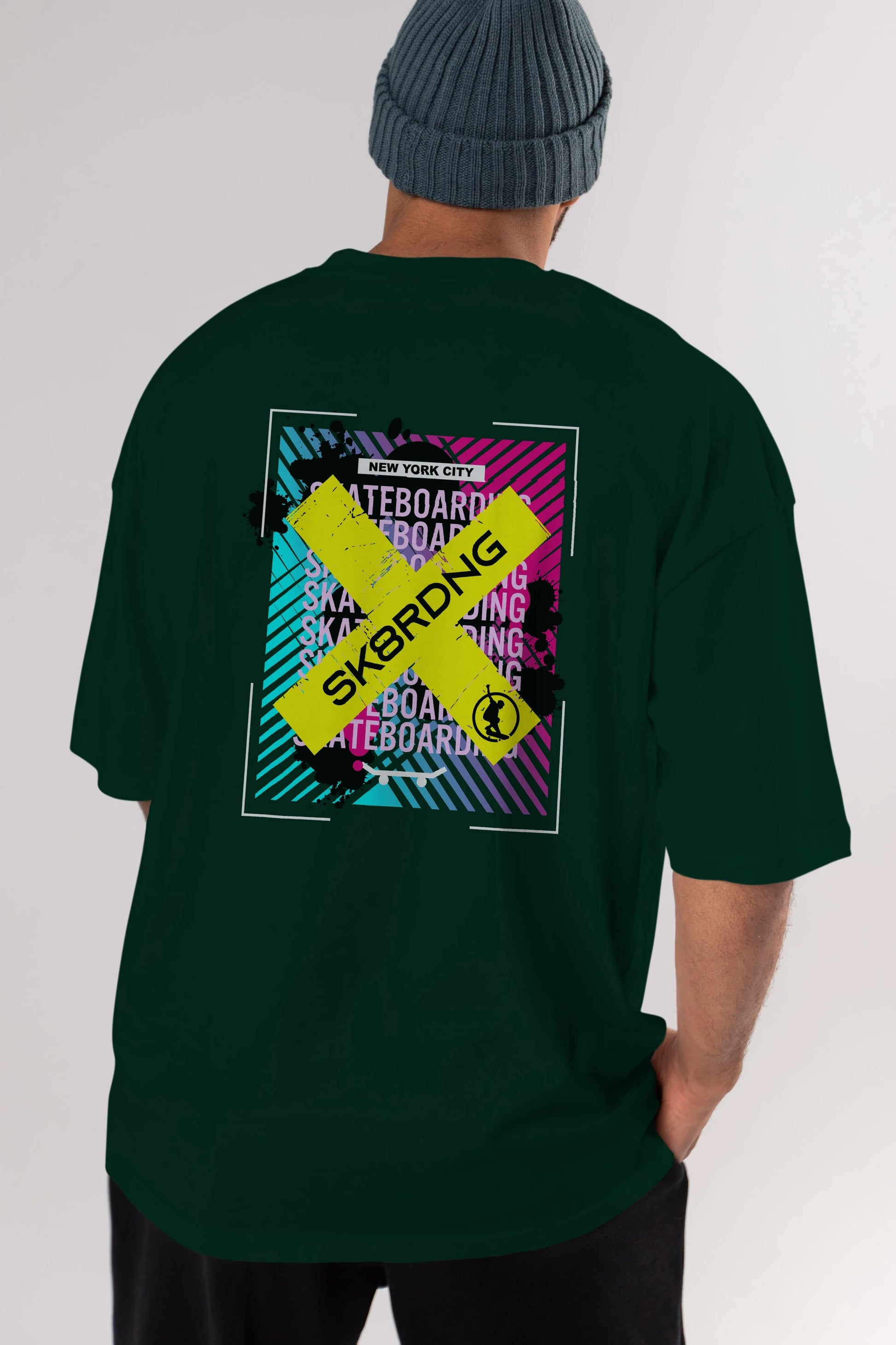 Skatebording Arka Baskılı Oversize t-shirt Erkek Kadın Unisex