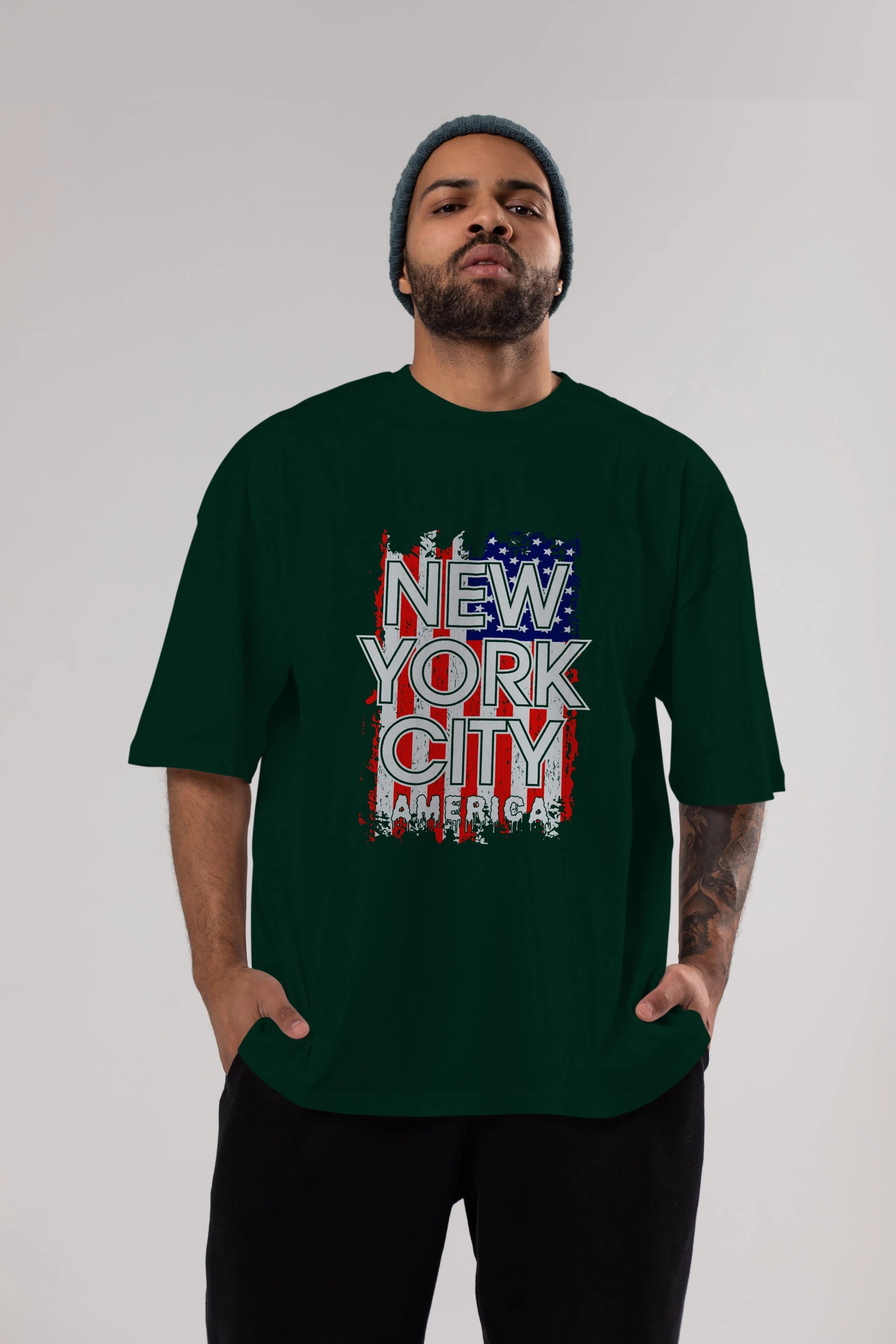 New York City 2 Ön Baskılı Oversize t-shirt Erkek Kadın Unisex