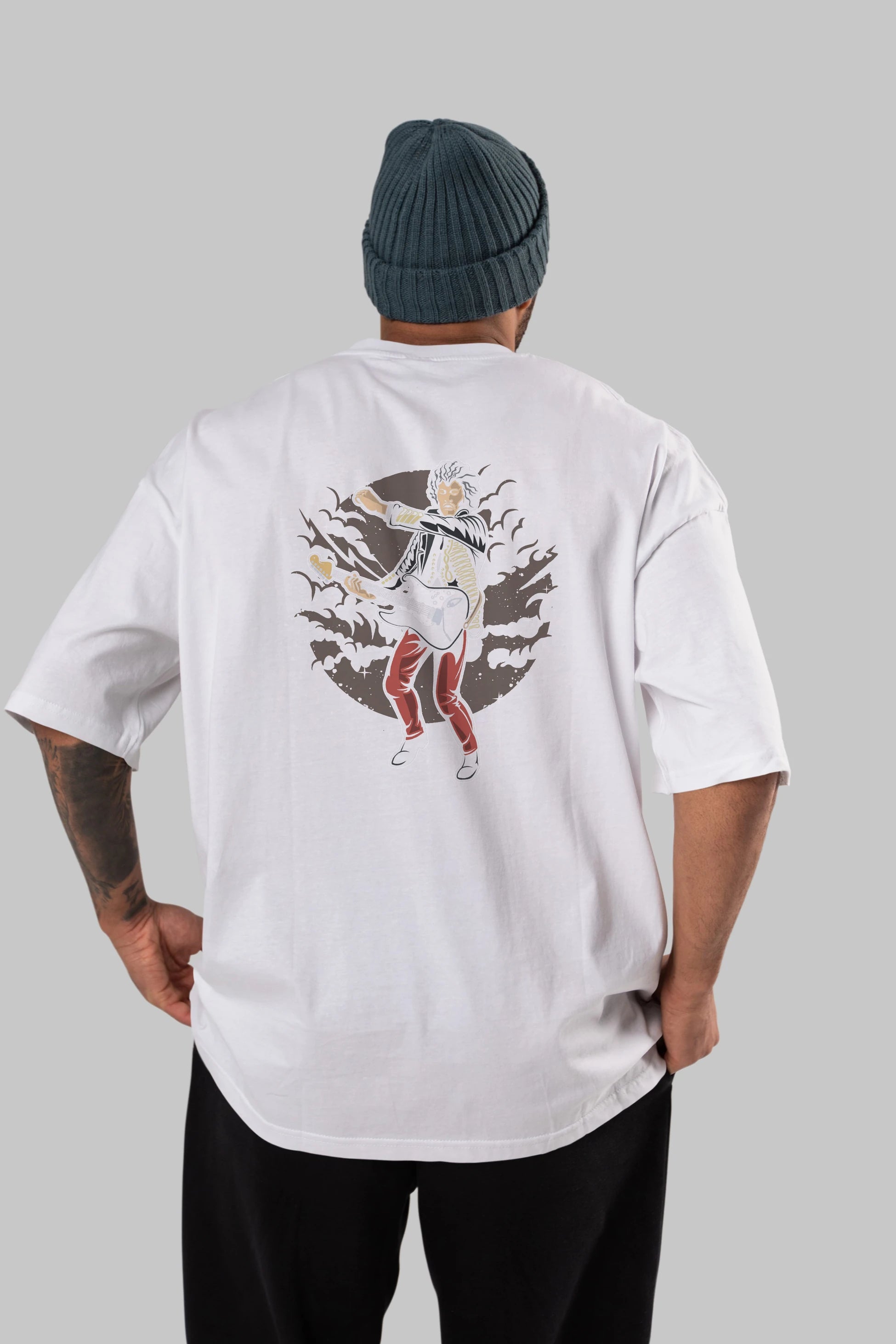 JIMMY HENDRIX Arka Baskılı Oversize t-shirt Erkek Kadın Unisex %100 Pamuk