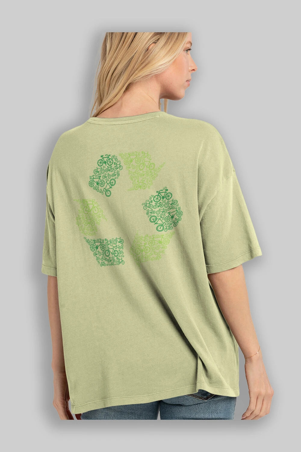 Recycling Arka Baskılı Oversize t-shirt %100 pamuk Erkek Kadın Unisex