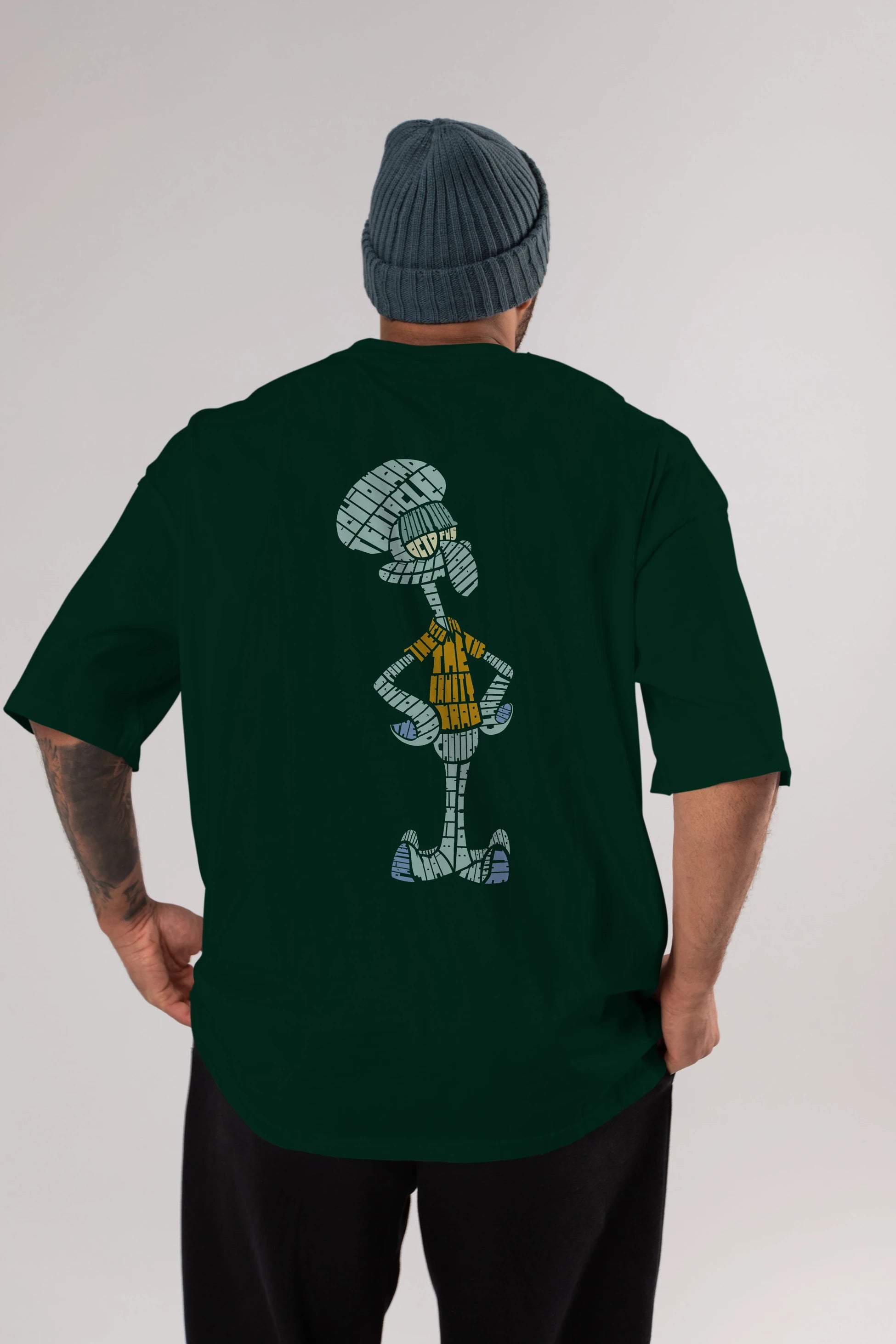 Squidward Arka Baskılı Oversize t-shirt %100 pamuk Erkek Kadın Unisex