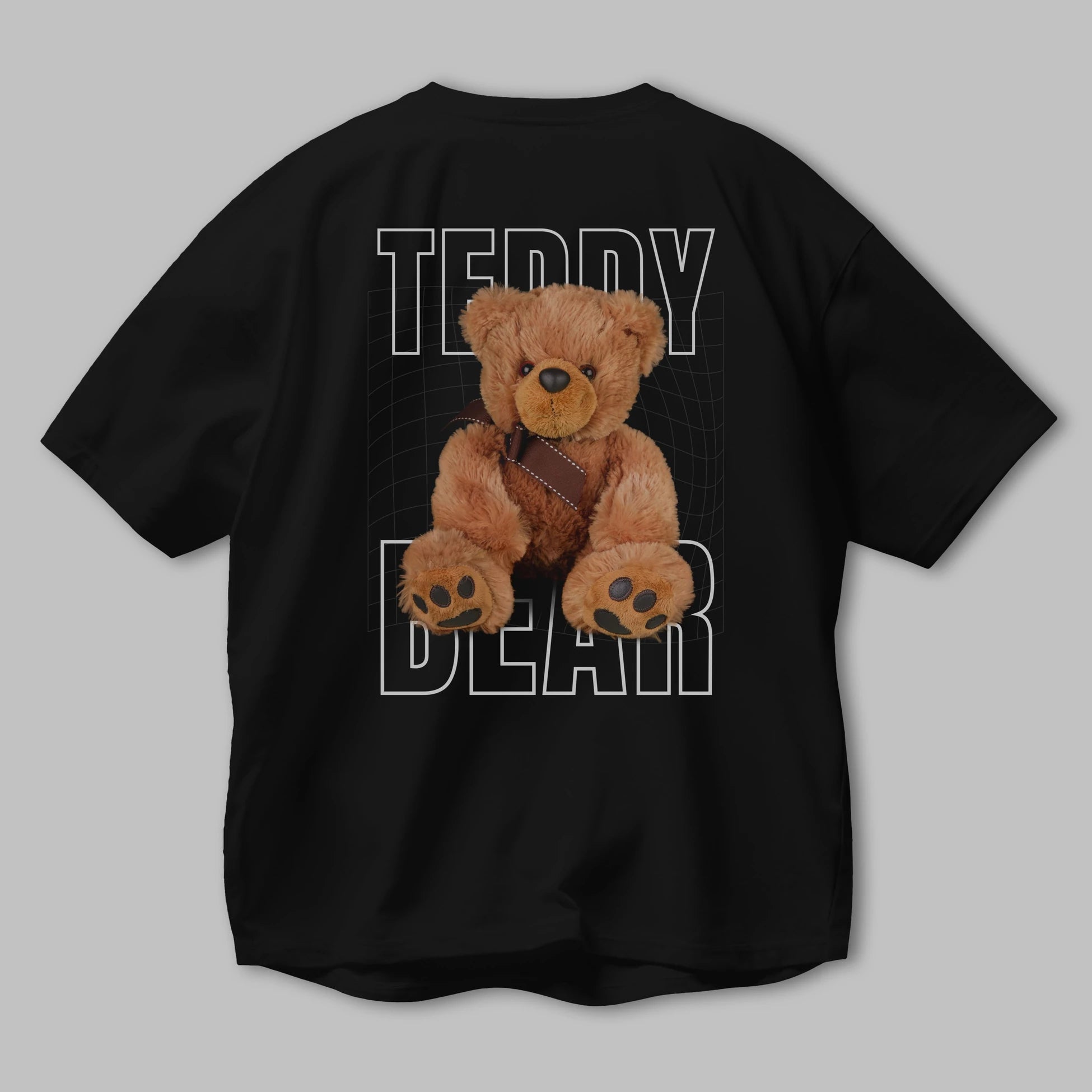 Teddy Bear Yazılı Arka Baskılı Oversize t-shirt Erkek Kadın Unisex %100 Pamuk