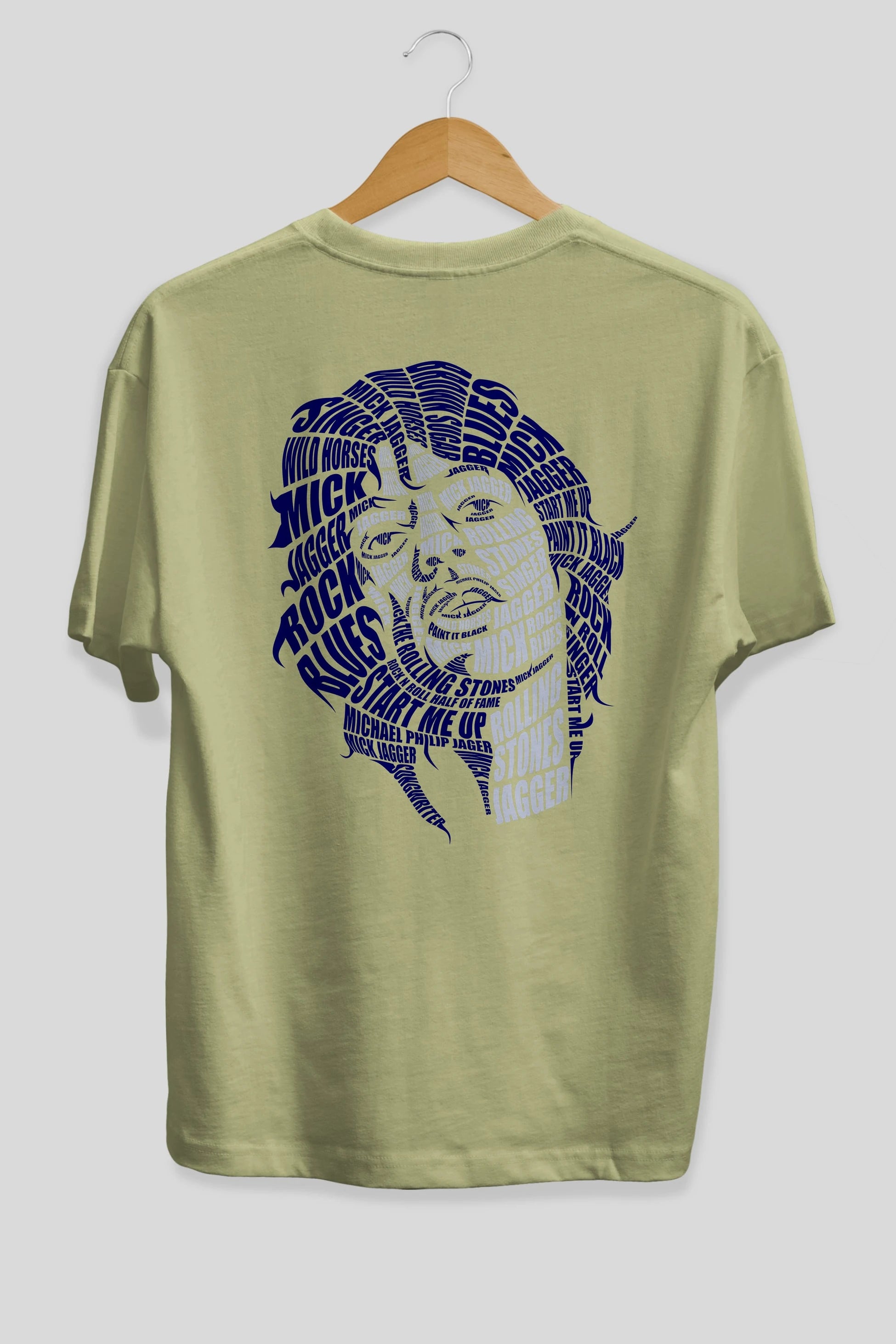 Mick Jagger Calligram Arka Baskılı Oversize t-shirt %100 pamuk Erkek Kadın Unisex