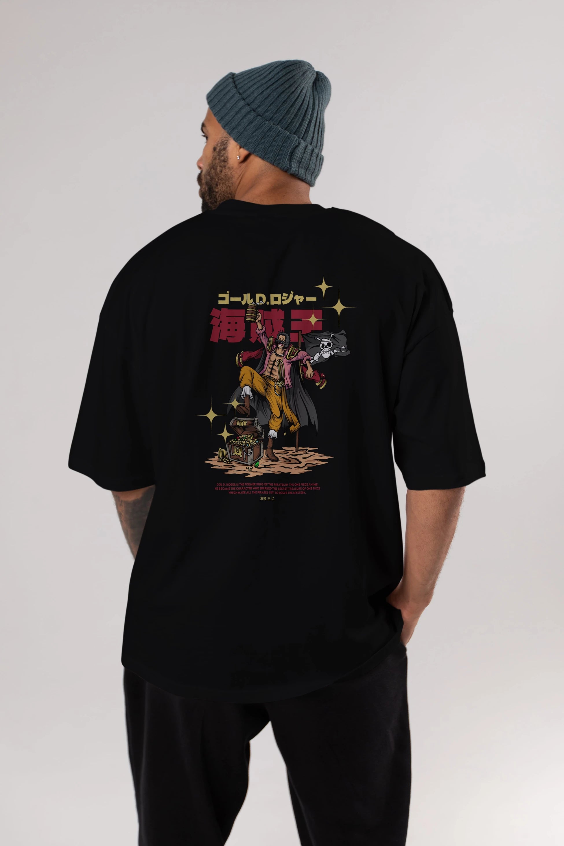 Roger Anime Arka Baskılı Oversize t-shirt Erkek Kadın Unisex