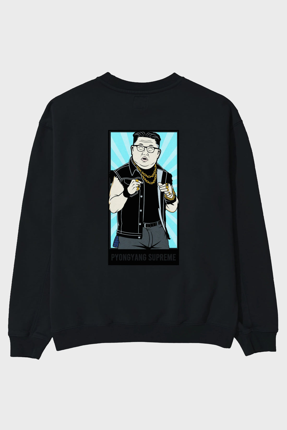 Kim Jong Un Pyongyang Supreme Arka Baskılı Oversize Sweatshirt Erkek Kadın Unisex