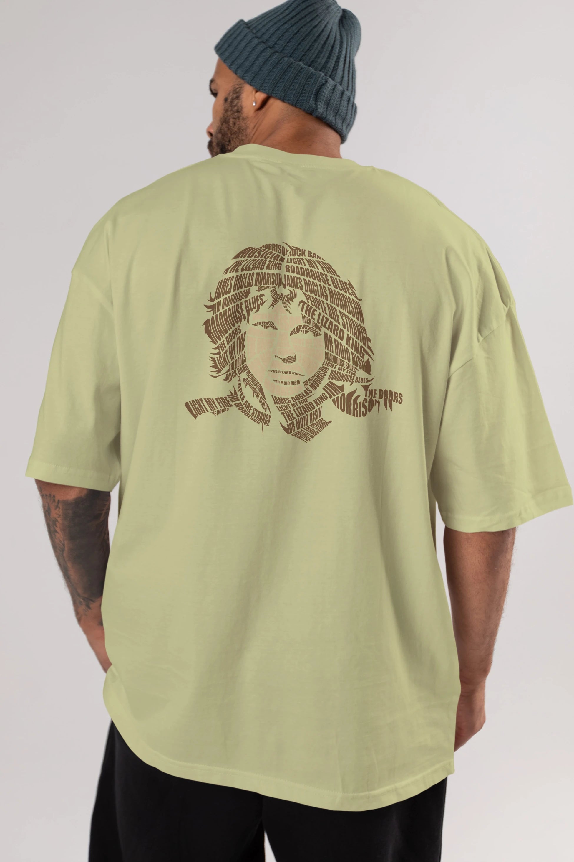 Jim Morrison Calligram Arka Baskılı Oversize t-shirt %100 pamuk Erkek Kadın Unisex