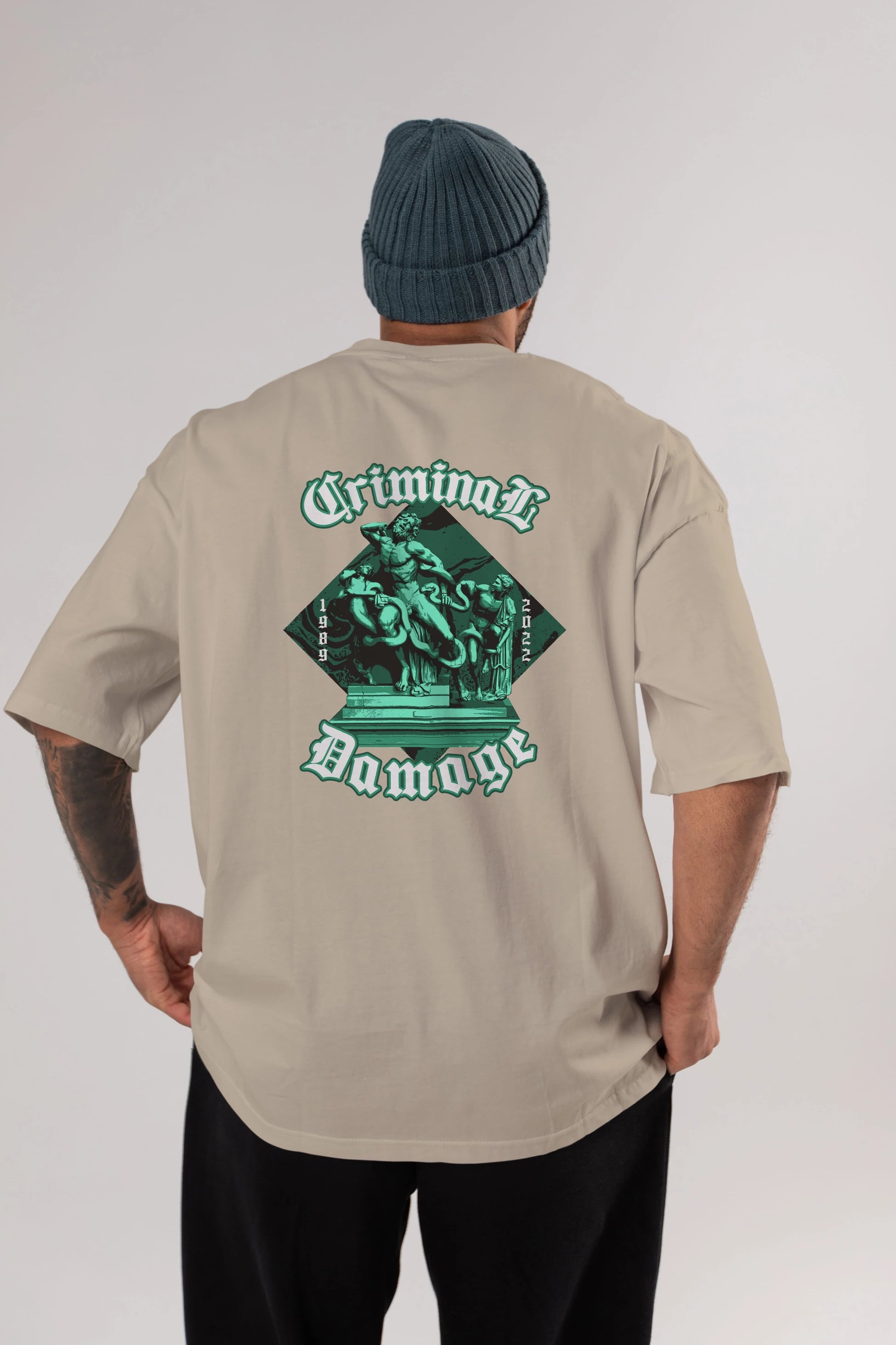 Criminal Damage Arka Baskılı Oversize t-shirt Erkek Kadın Unisex