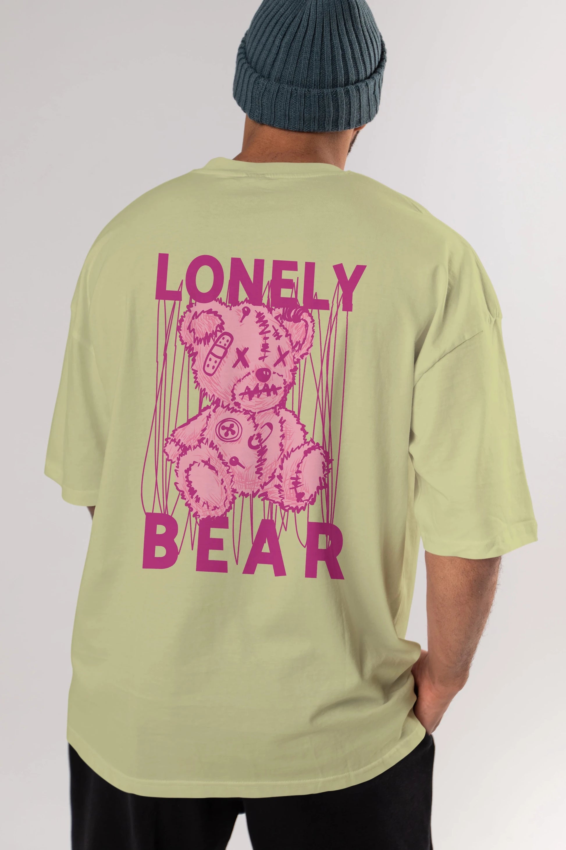 Lonely Bear Arka Baskılı Oversize t-shirt Erkek Kadın Unisex