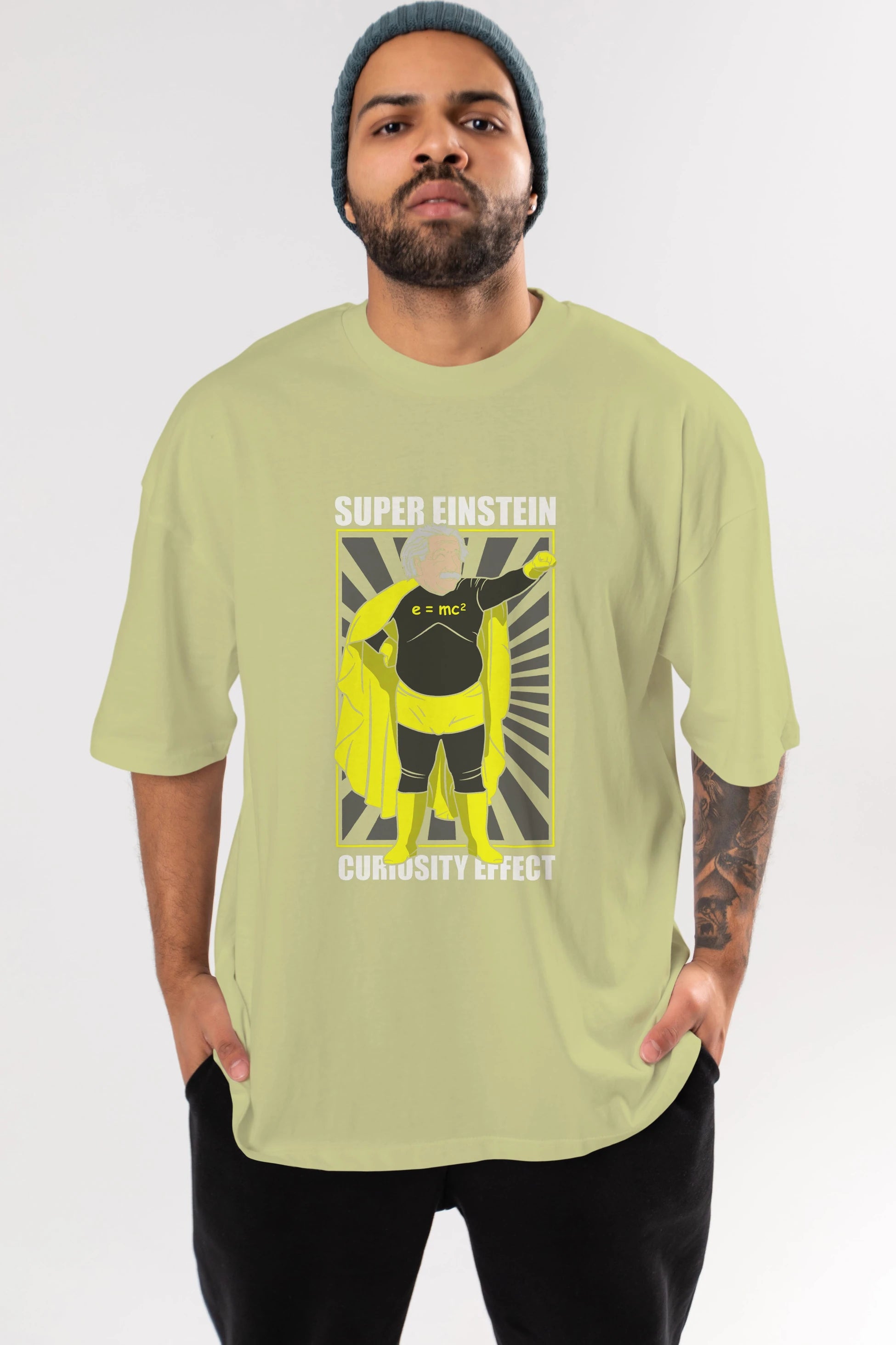 Super Einsten Ön Baskılı Oversize t-shirt Erkek Kadın Unisex %100 Pamuk tişort