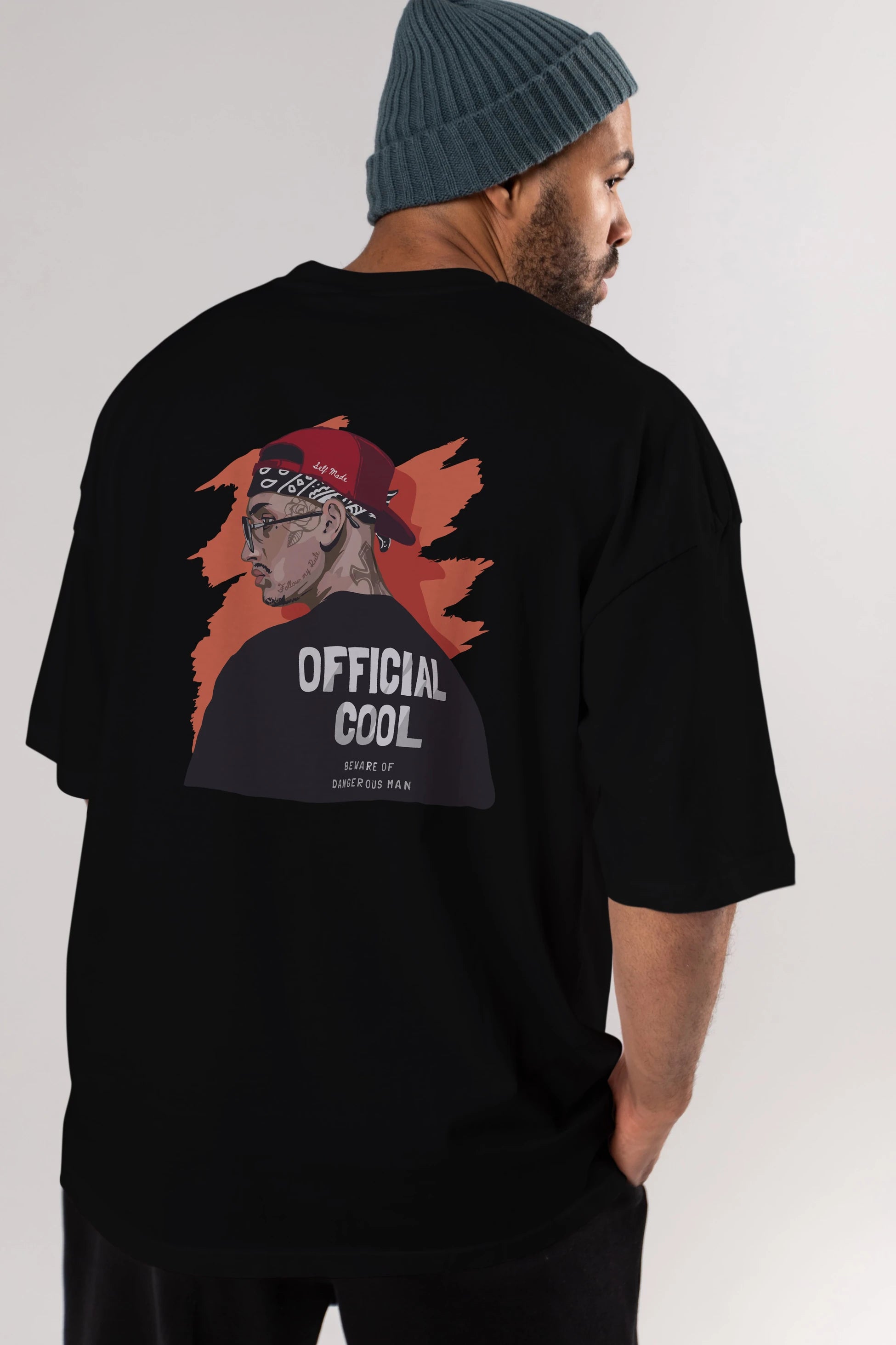 Official Cool Arka Baskılı Oversize t-shirt Erkek Kadın Unisex