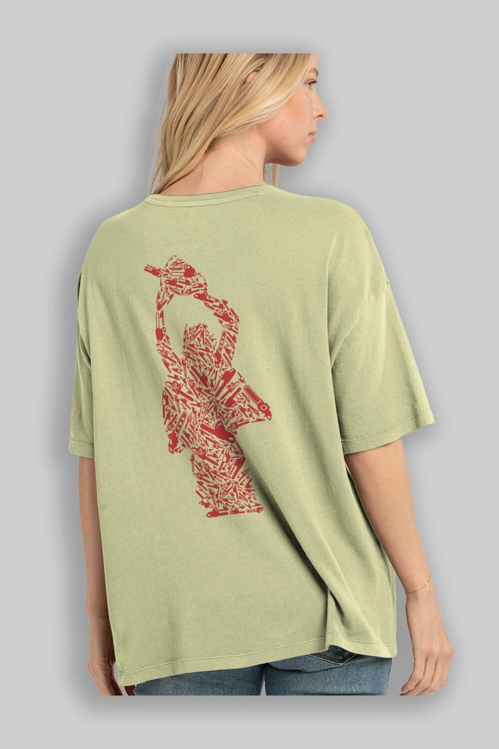 Chainsaw Arka Baskılı Oversize t-shirt %100 pamuk Erkek Kadın Unisex