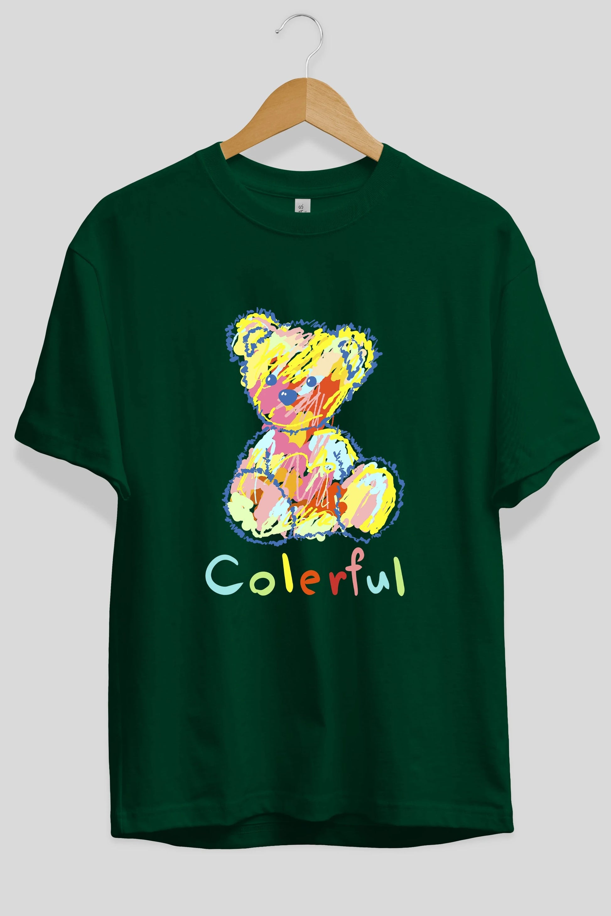 Colerful Bear Ön Baskılı Oversize t-shirt Erkek Kadın Unisex
