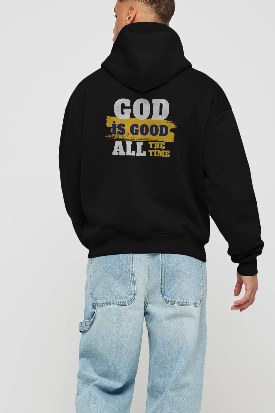 God is Good Yazılı Arka Baskılı Oversize Hoodie Kapüşonlu Sweatshirt Erkek Kadın Unisex