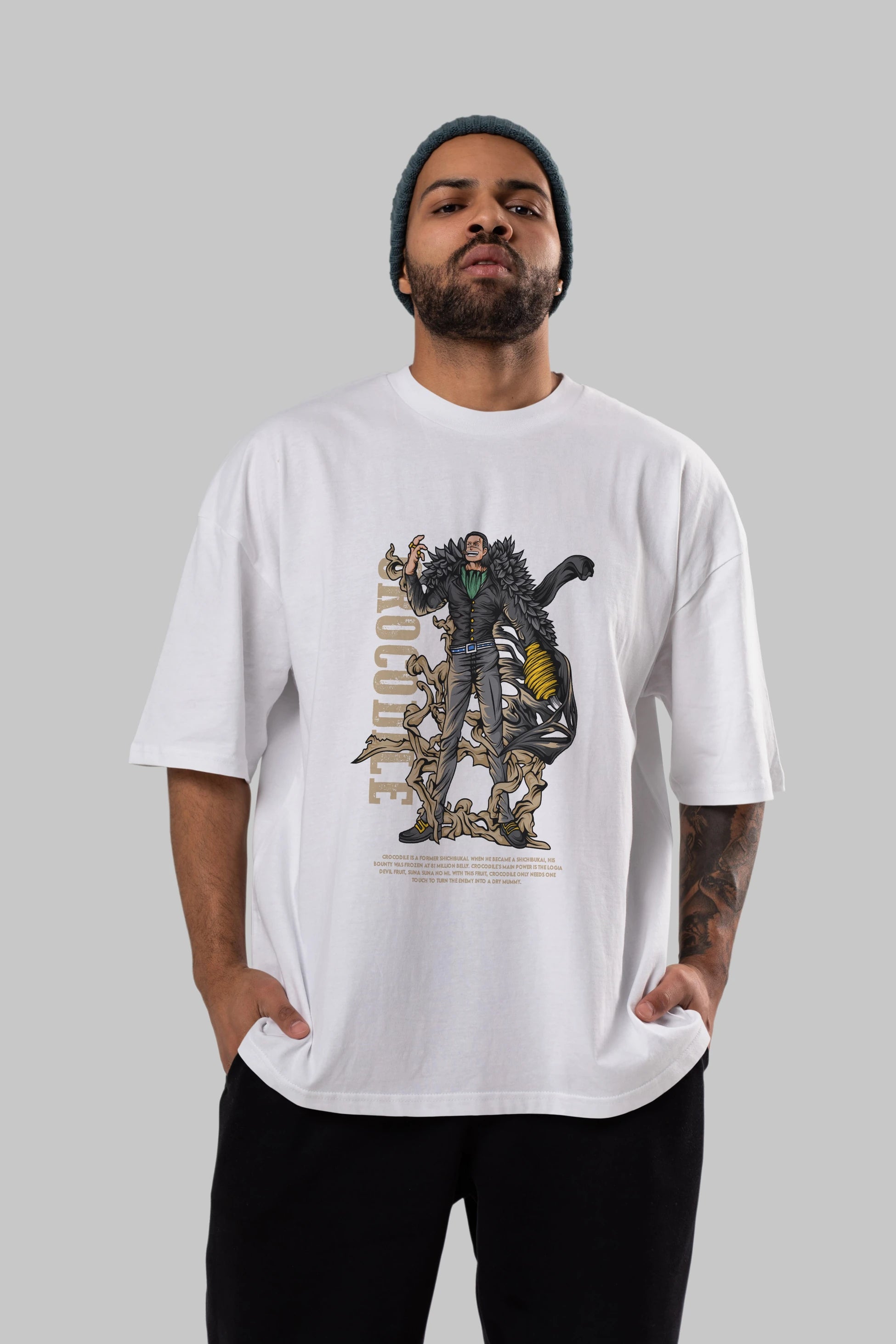 Crocodile Anime Ön Baskılı Oversize t-shirt %100 pamuk Erkek Kadın Unisex