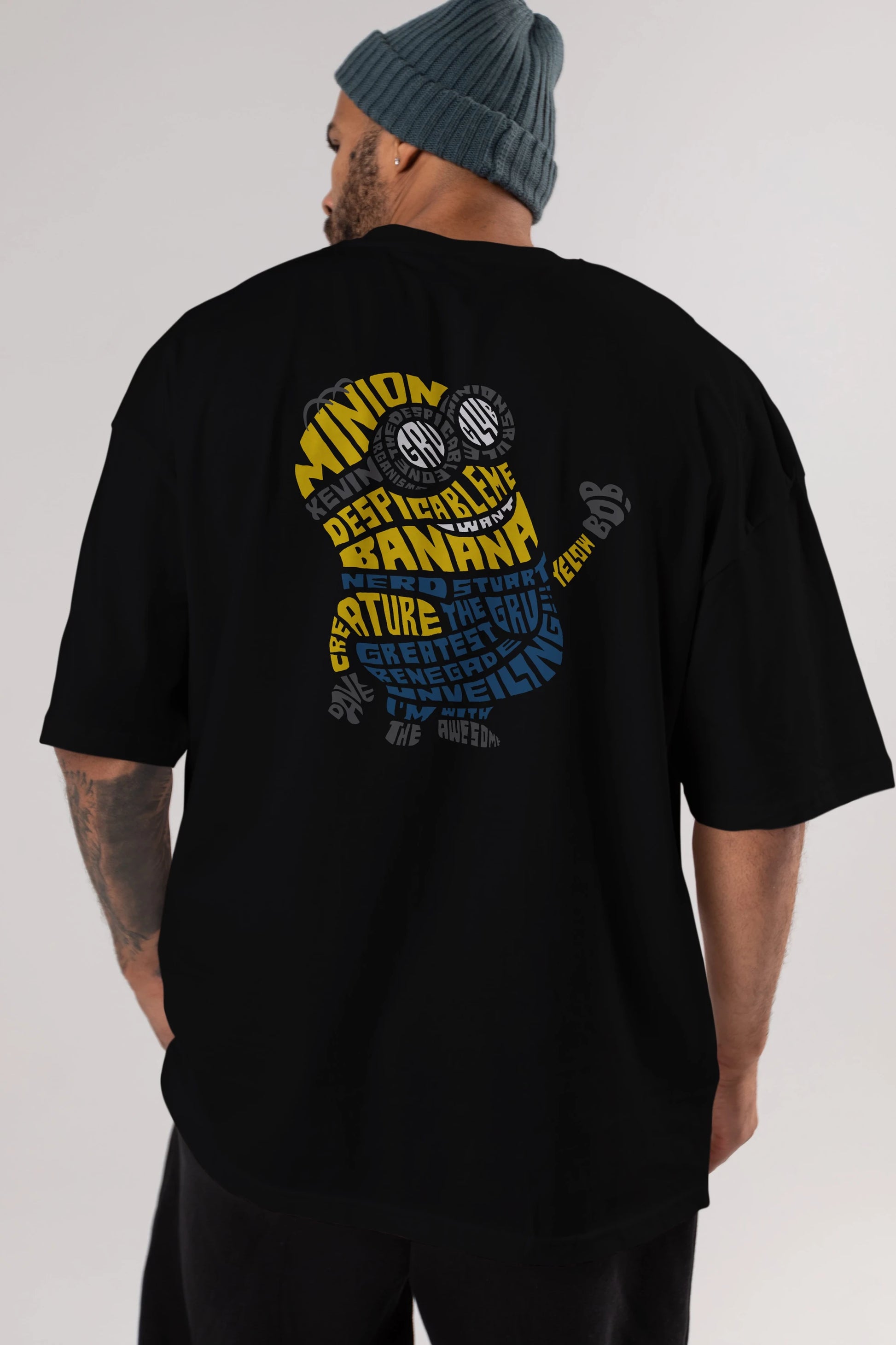Minion Arka Baskılı Oversize t-shirt %100 pamuk Erkek Kadın Unisex