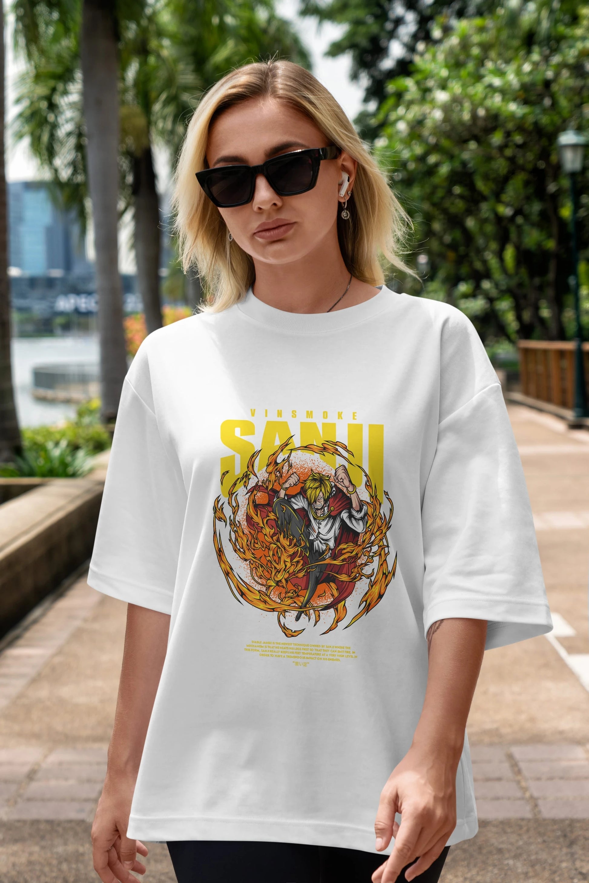 Vinsmoke Sanji Anime Ön Baskılı Oversize t-shirt %100 pamuk Erkek Kadın Unisex