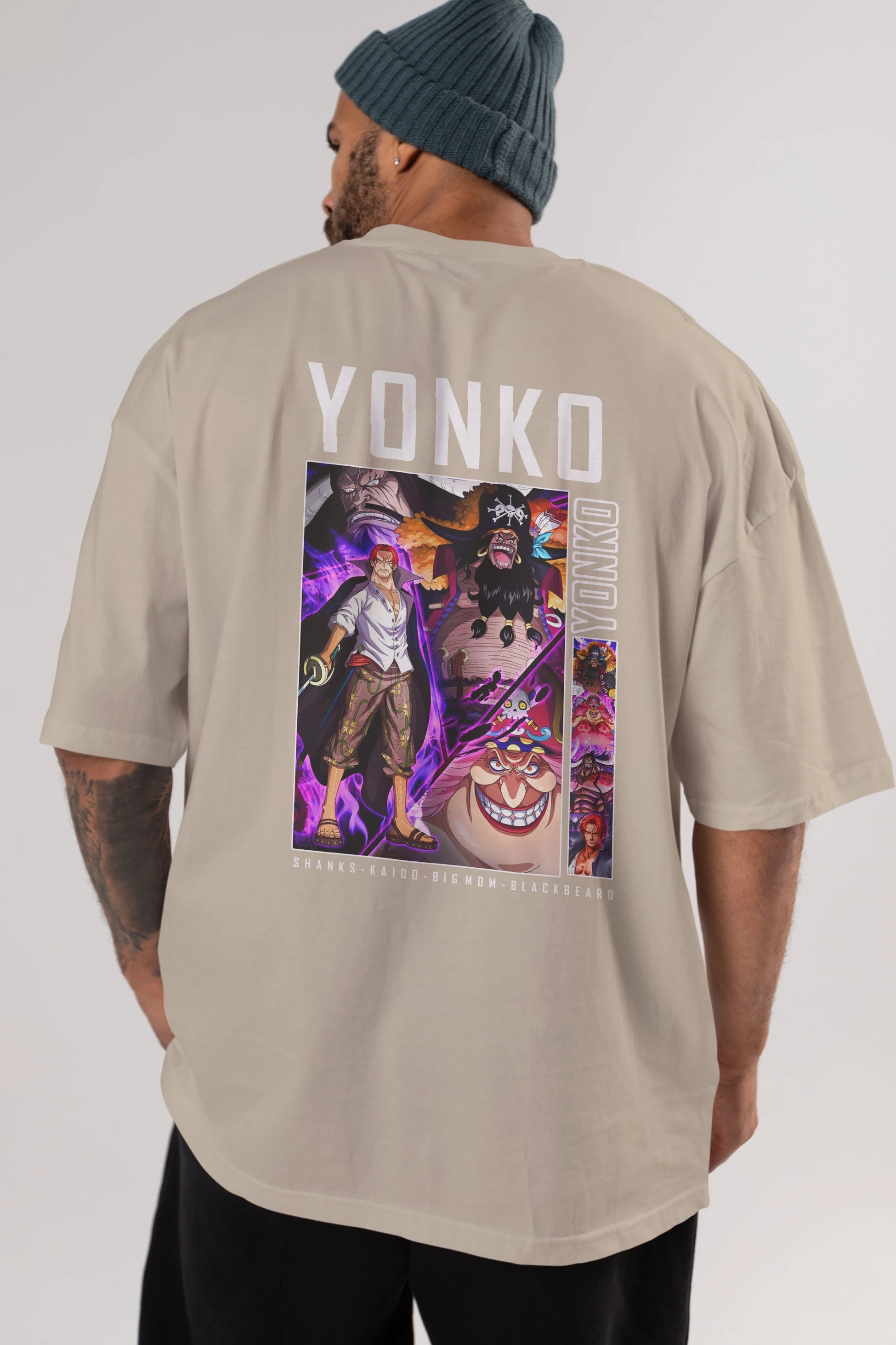 Yonko Anime Arka Baskılı Oversize t-shirt Erkek Kadın Unisex %100 pamuk tişort