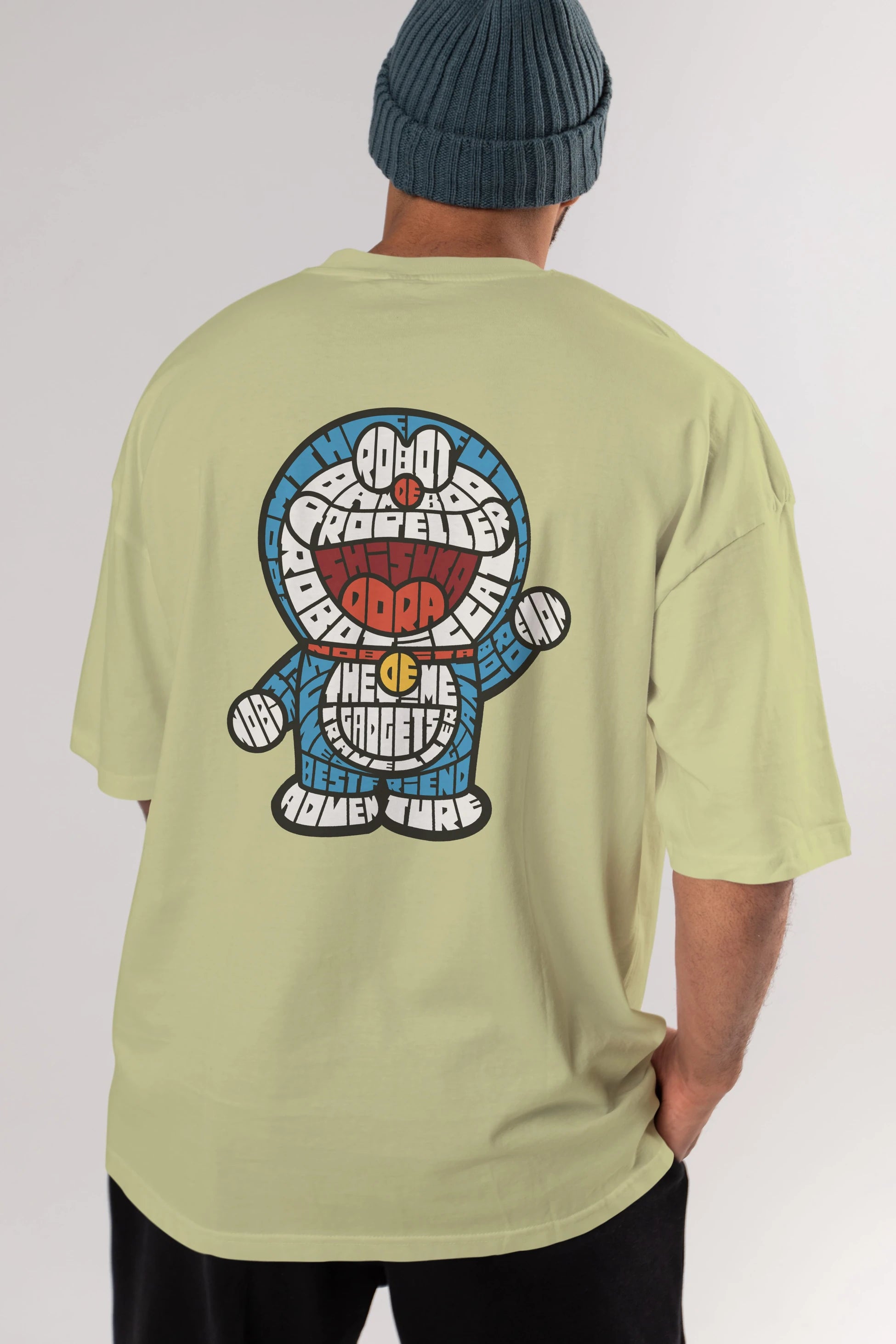 Robotic cat Arka Baskılı Oversize t-shirt %100 pamuk Erkek Kadın Unisex