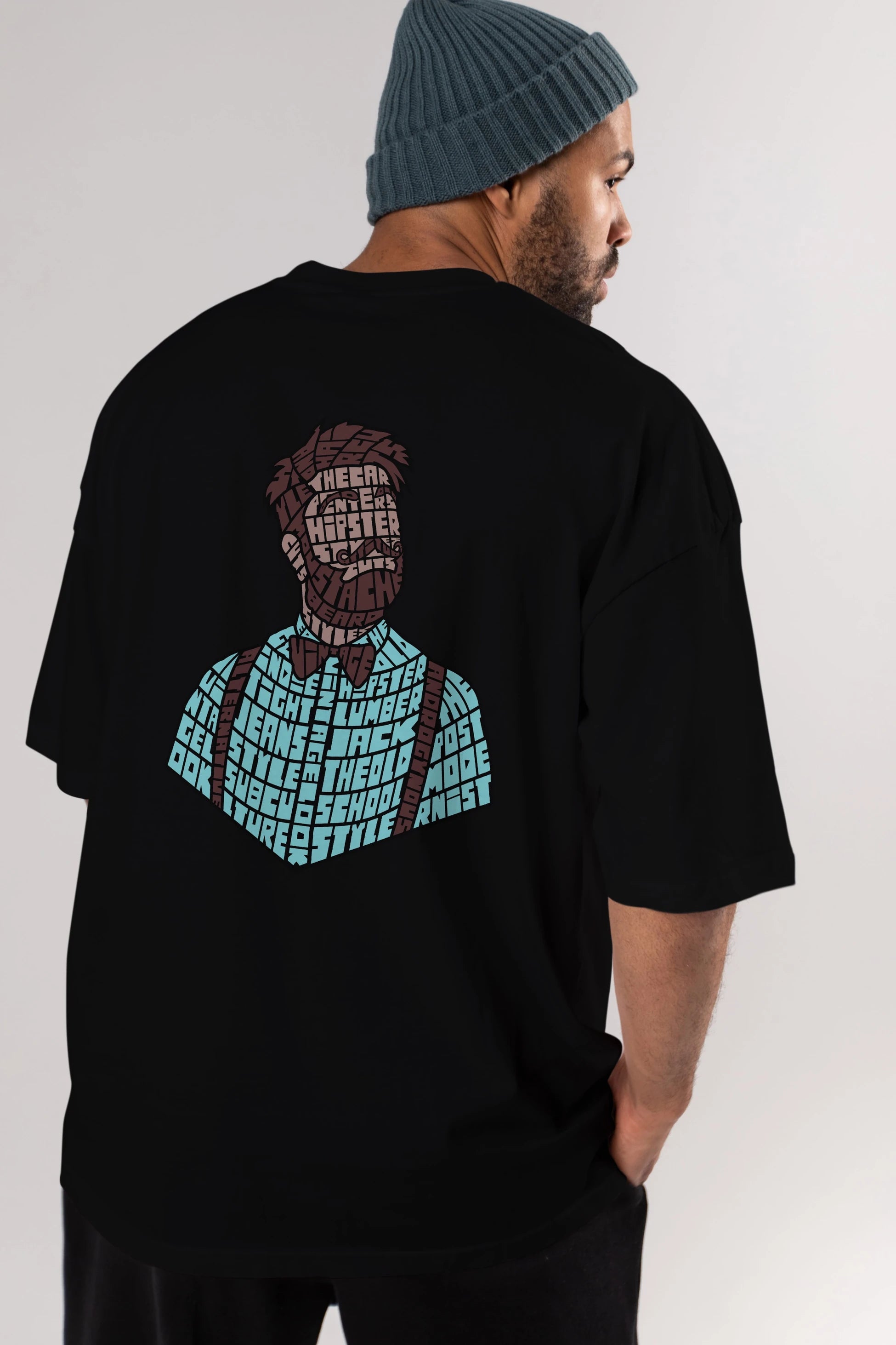 Hipster (2) Arka Baskılı Oversize t-shirt %100 pamuk Erkek Kadın Unisex
