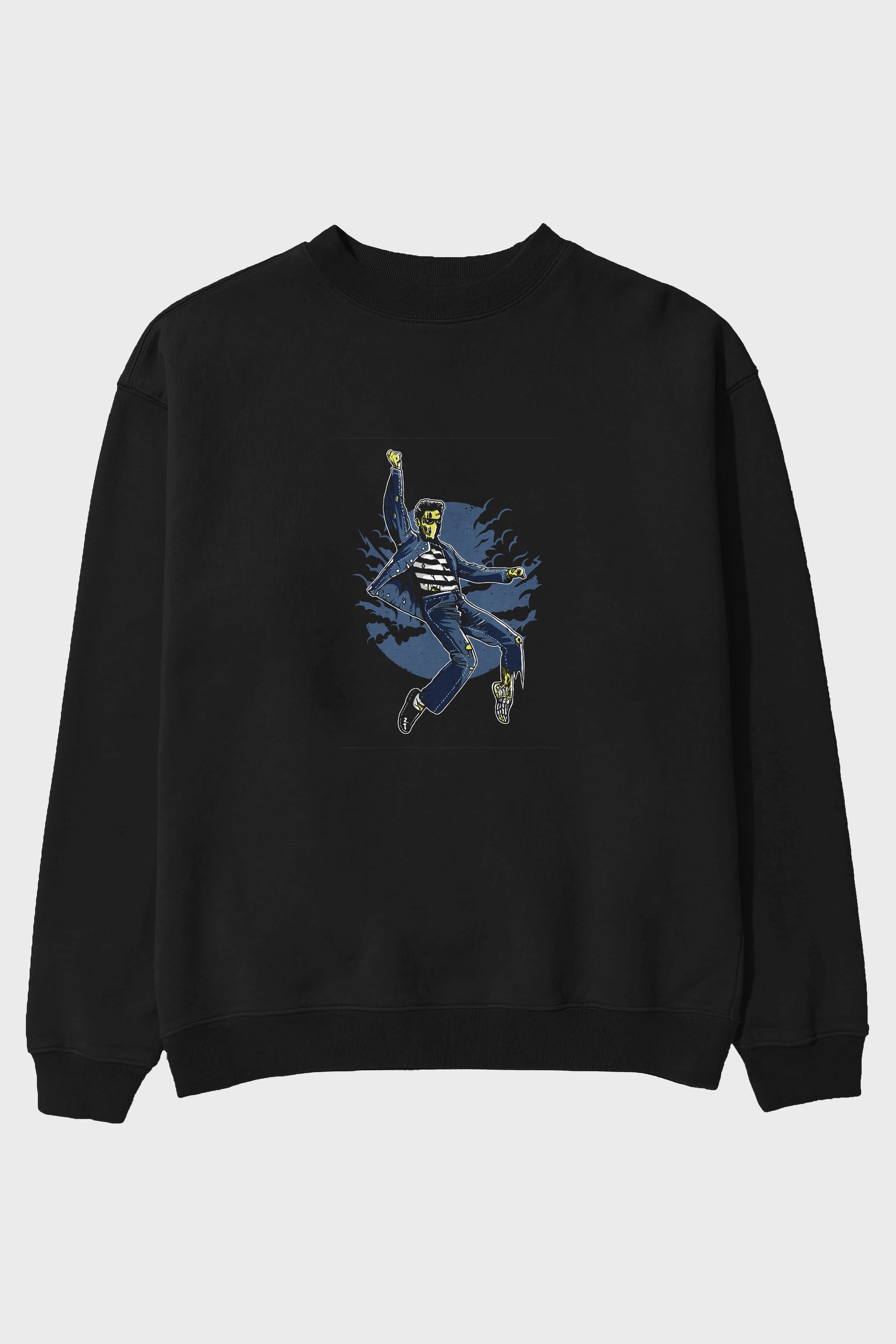 Zombie King Ön Baskılı Oversize Sweatshirt Erkek Kadın Unisex
